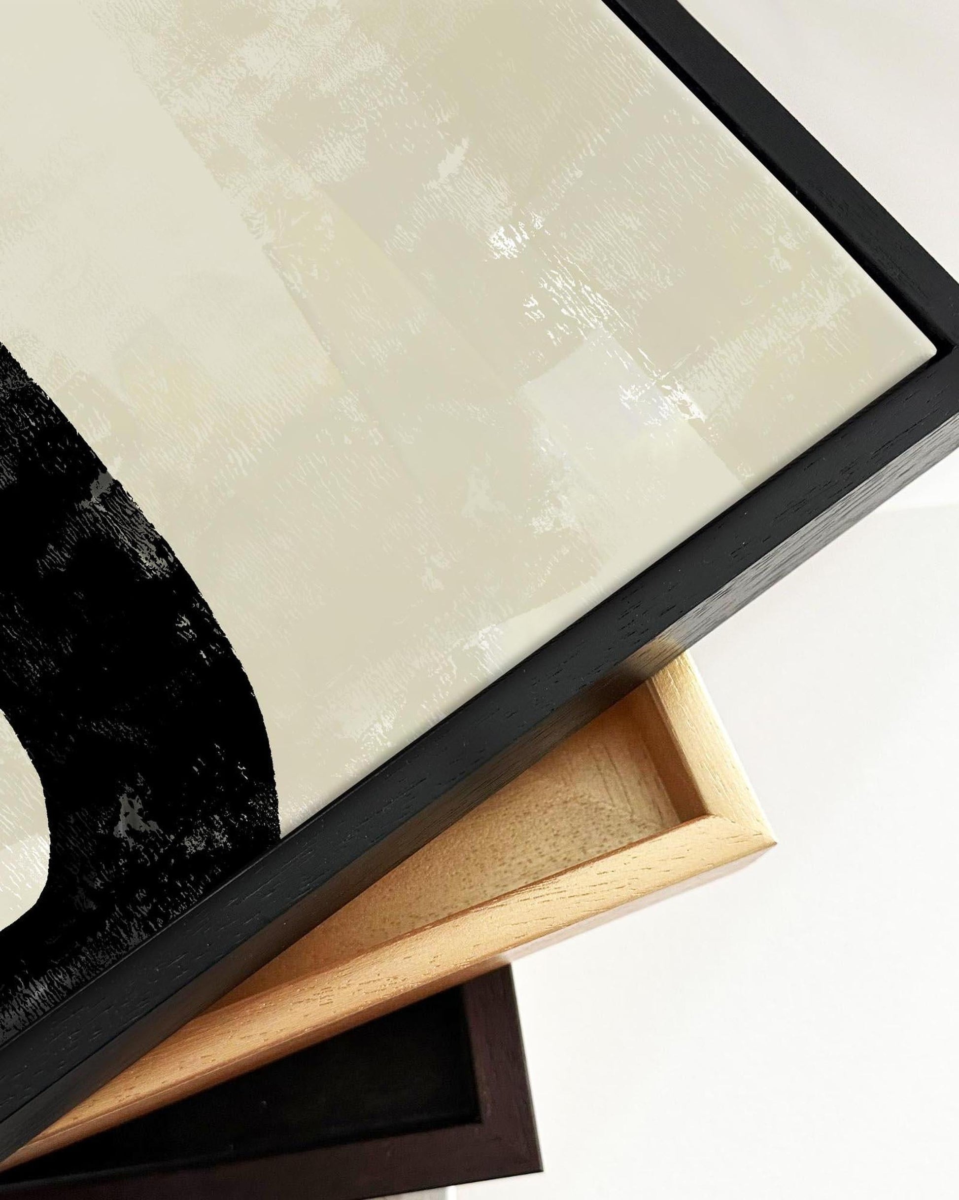 Neutral Curved Abstract Lines Framed Canvas-Abstract House