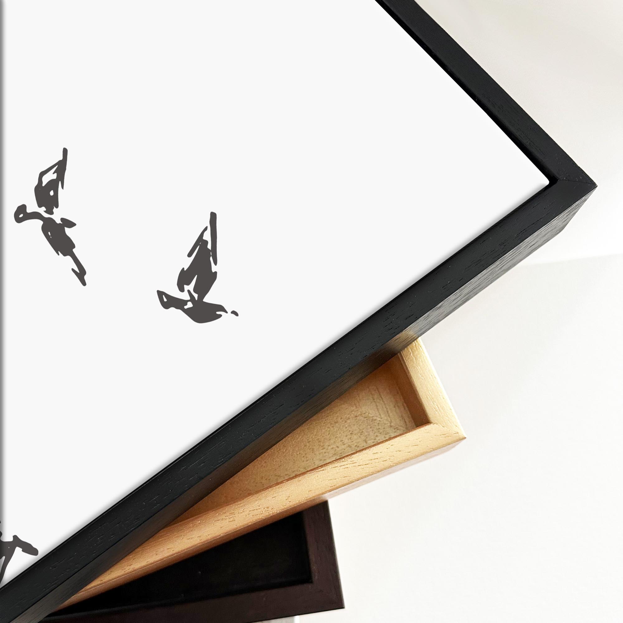 Grey Bird Sketches Framed Canvas-Abstract House