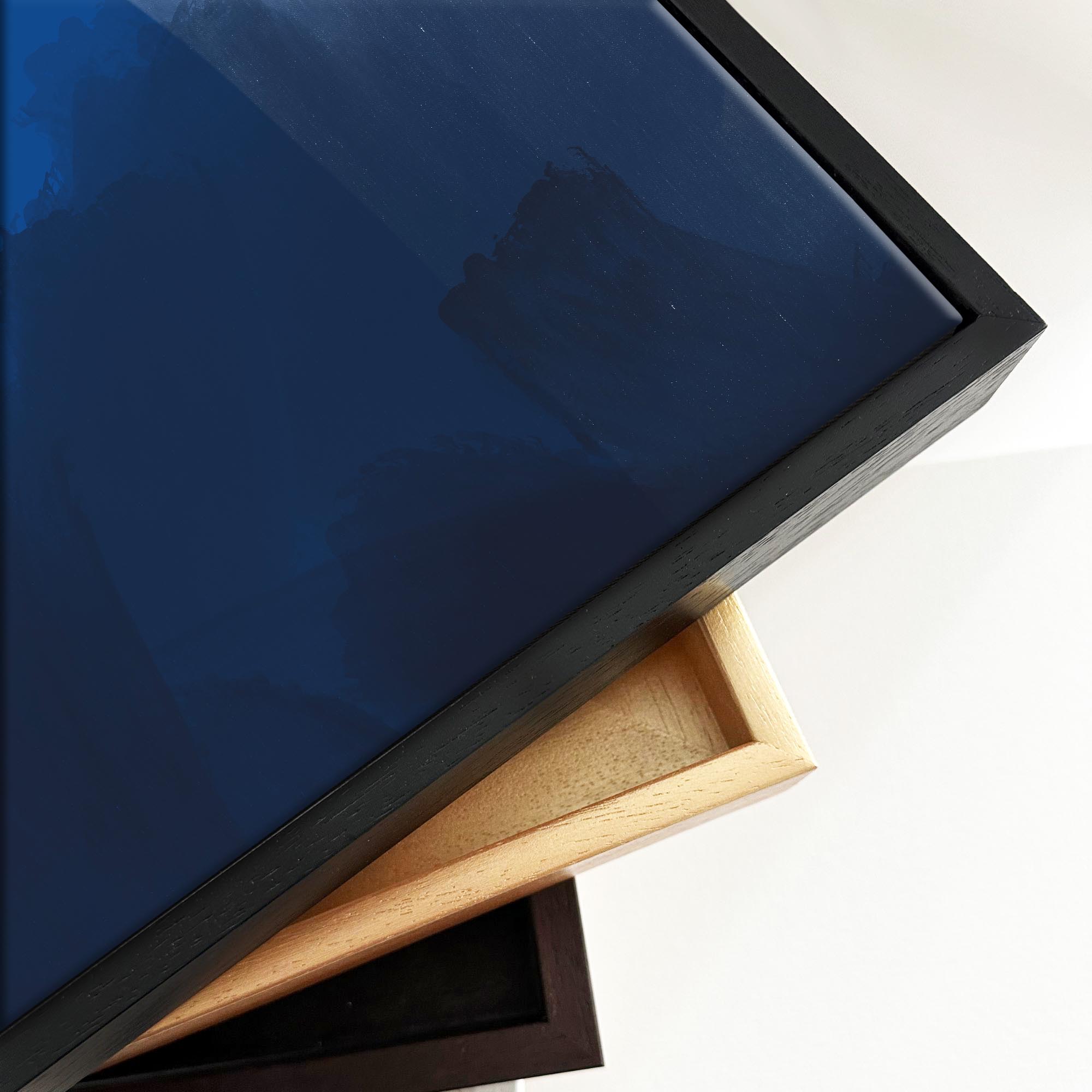 Blue Brush Strokes Framed Canvas
