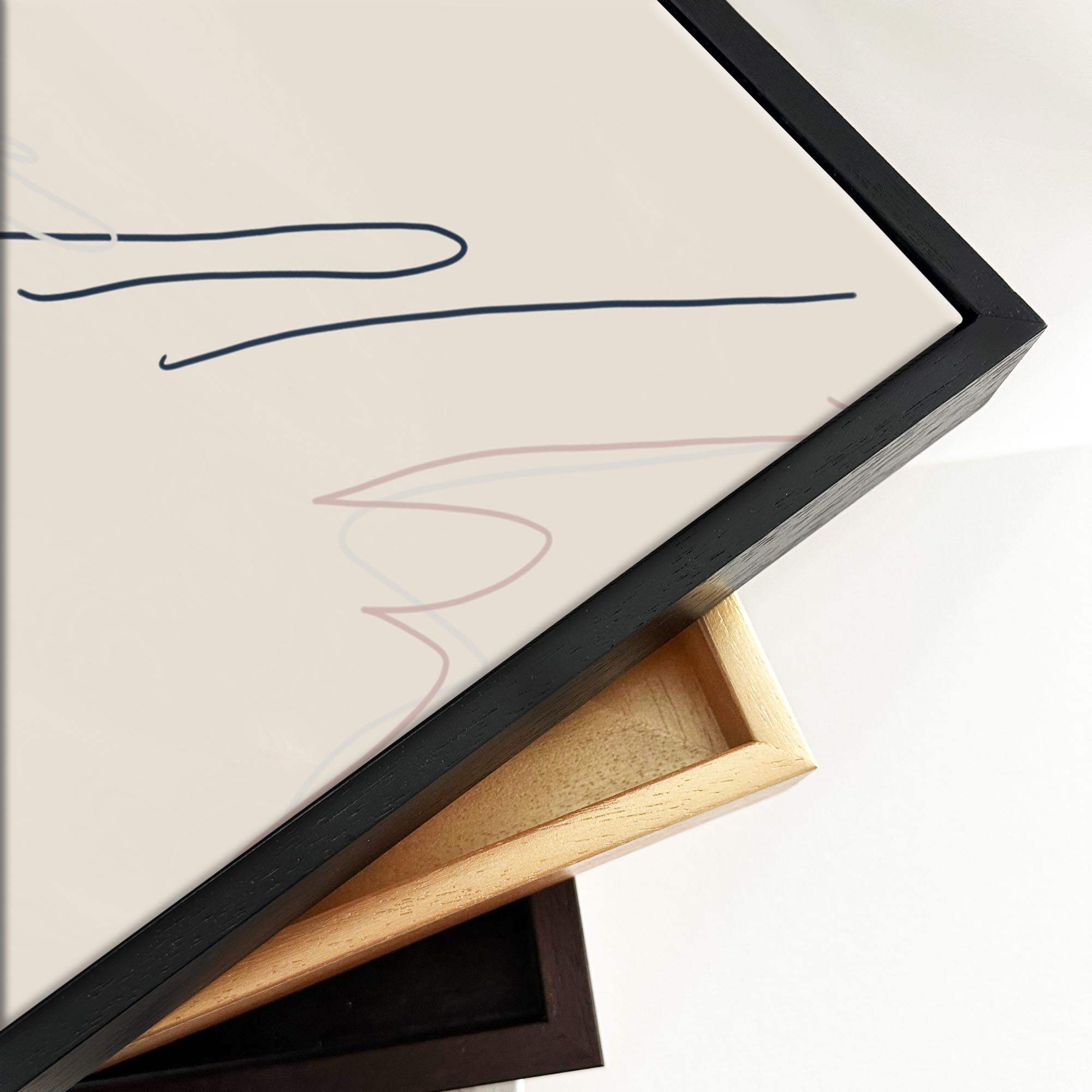 Taupe Abstract Line Framed Canvas