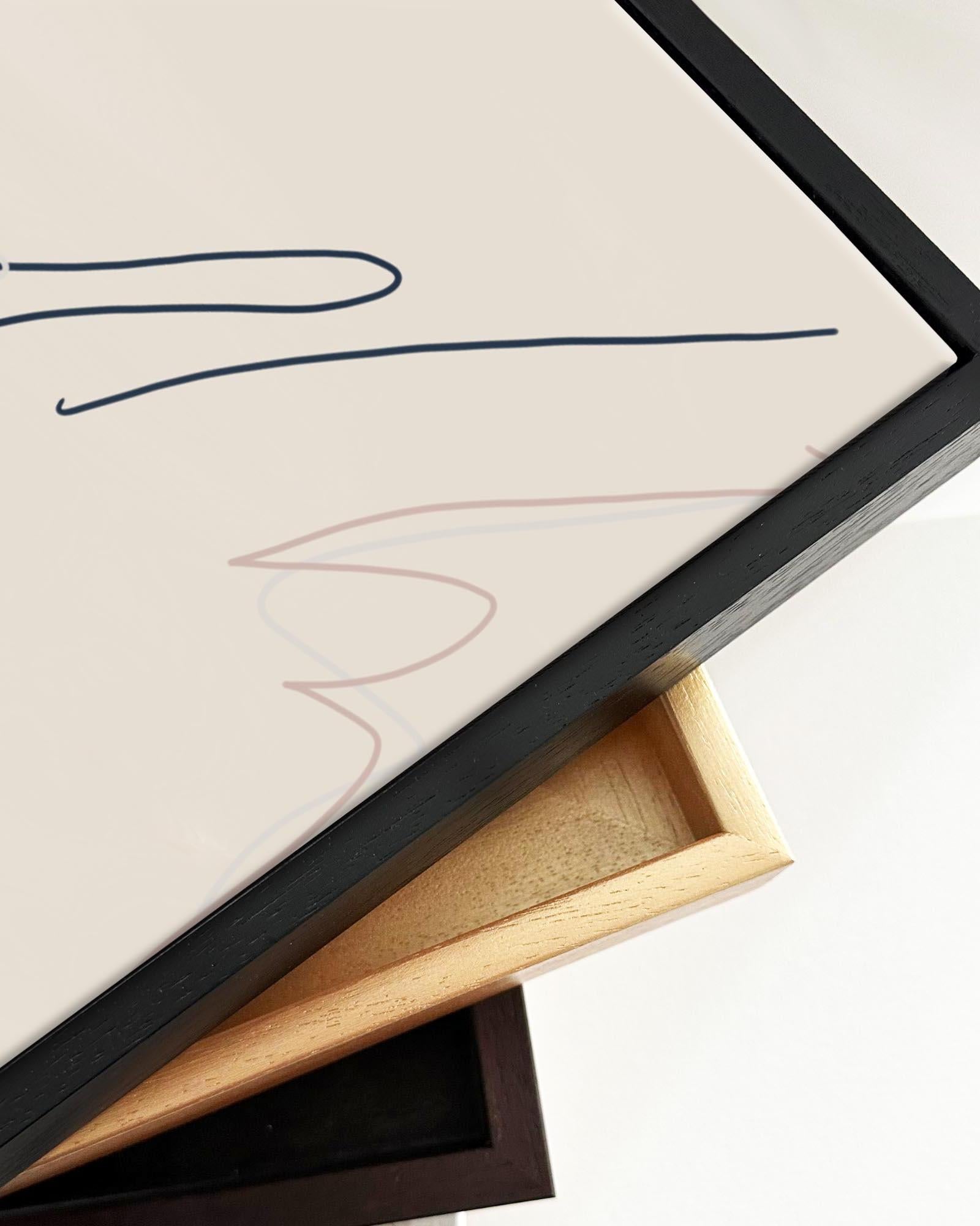 Taupe Abstract Line Framed Canvas-Abstract House