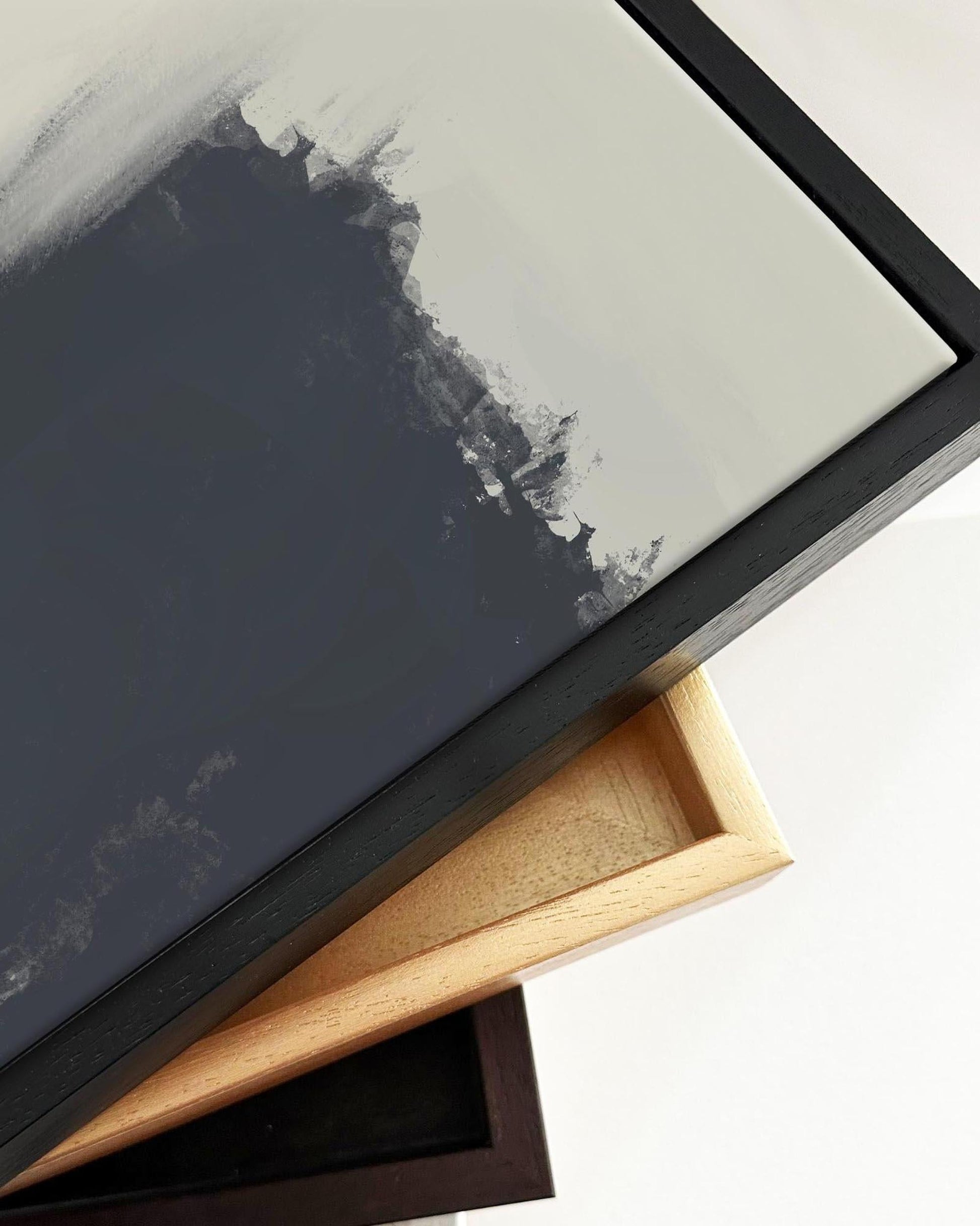 Neutral Brushed Haze Framed Canvas Art-Abstract House