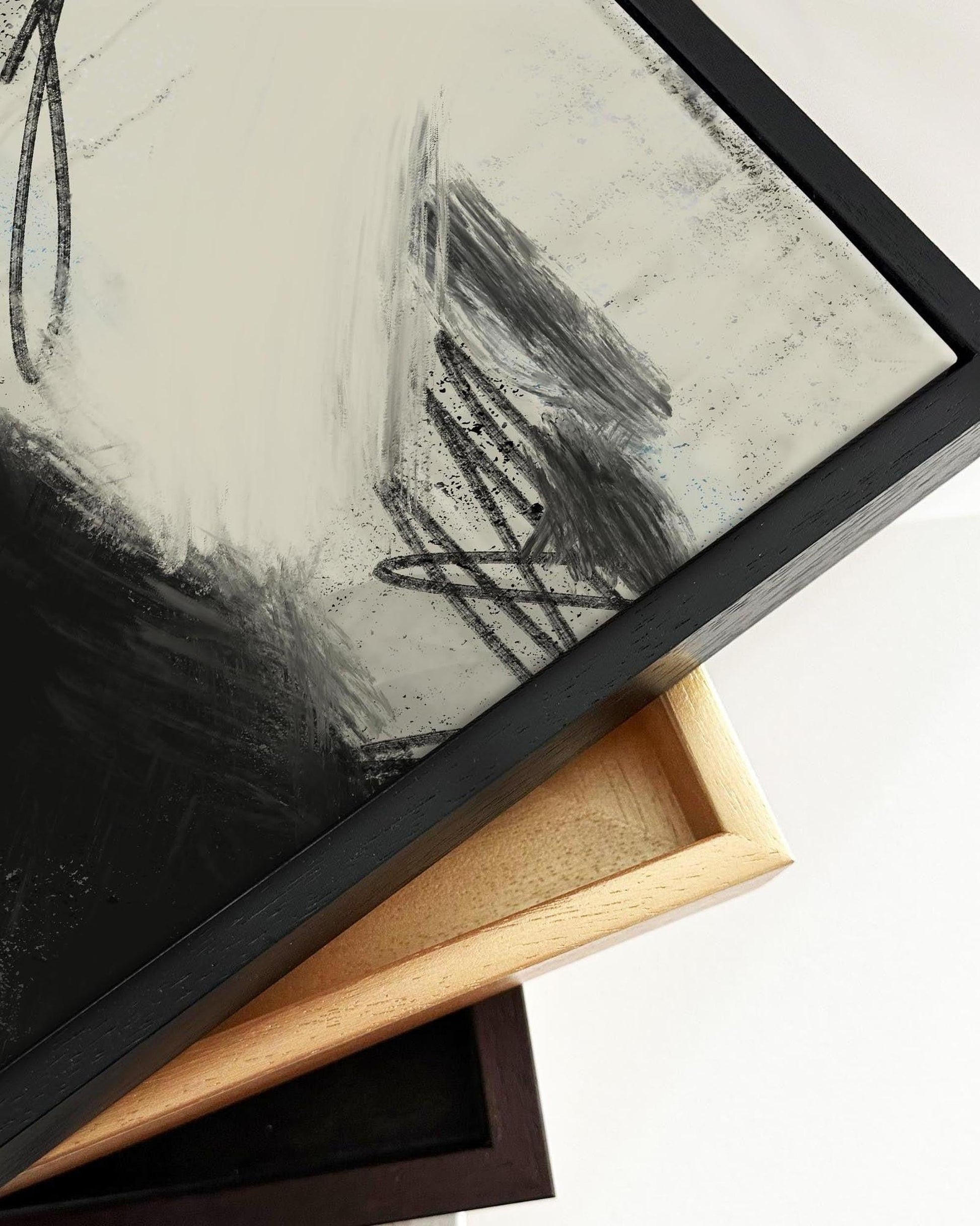 Neutral Abstract Art Framed Canvas-Abstract House