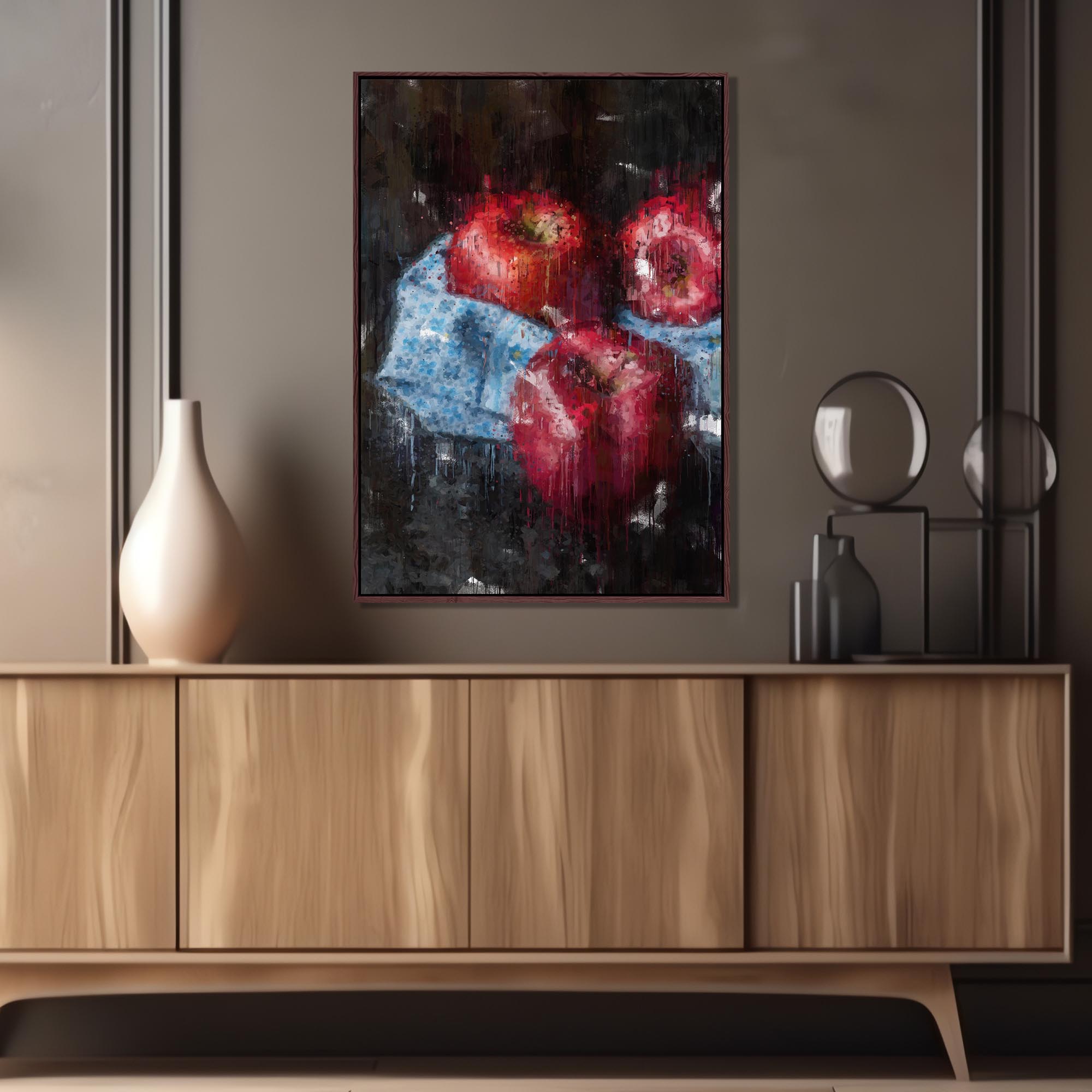 Red Apples Still Life Painting Canvas Print-Abstract House