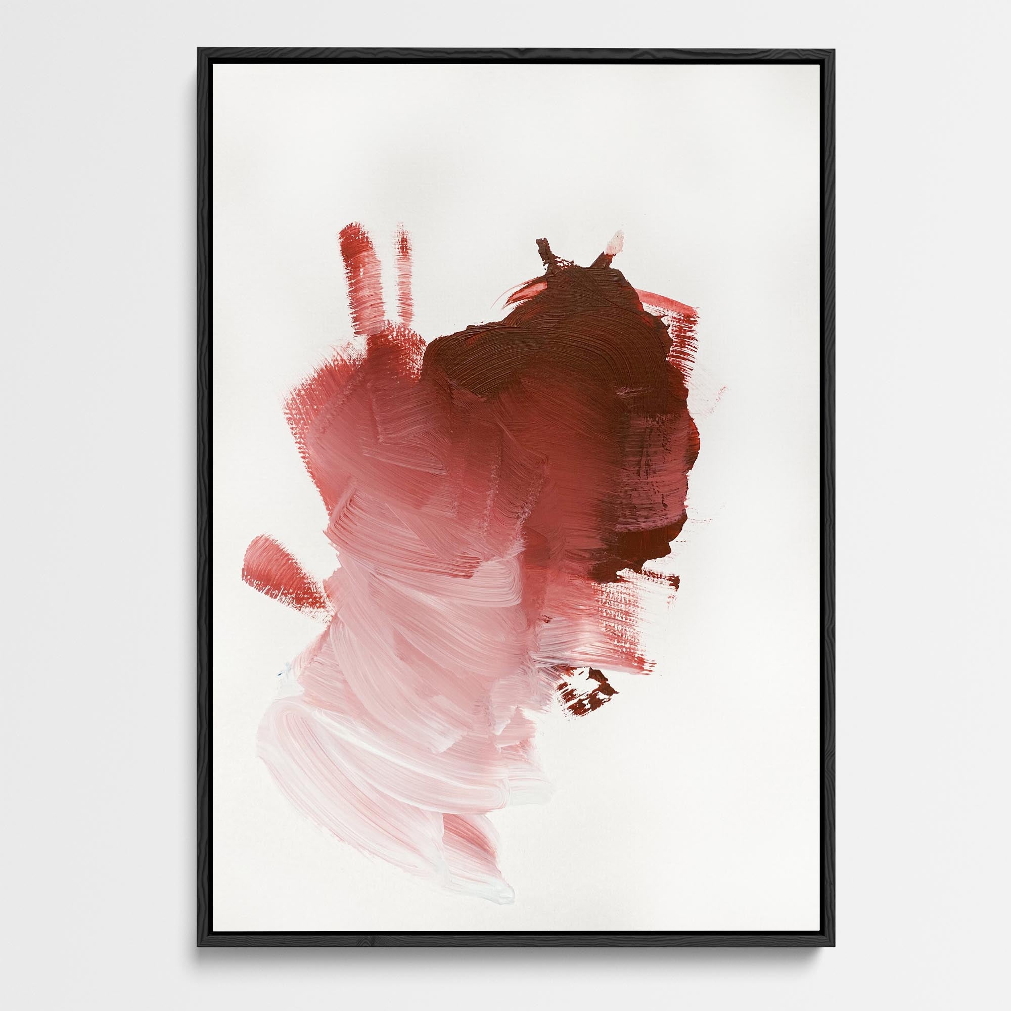 Red Abstract Strokes Framed Canvas