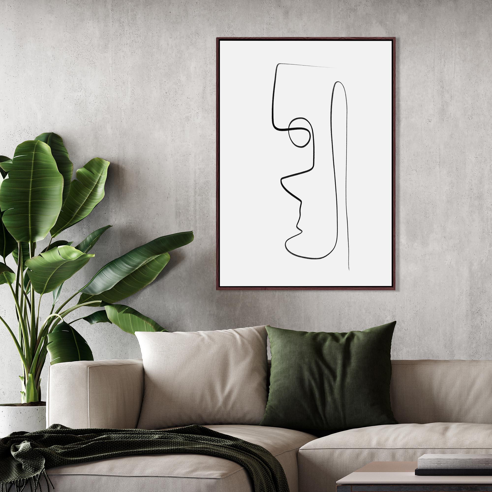Face Line Framed Canvas-Abstract House