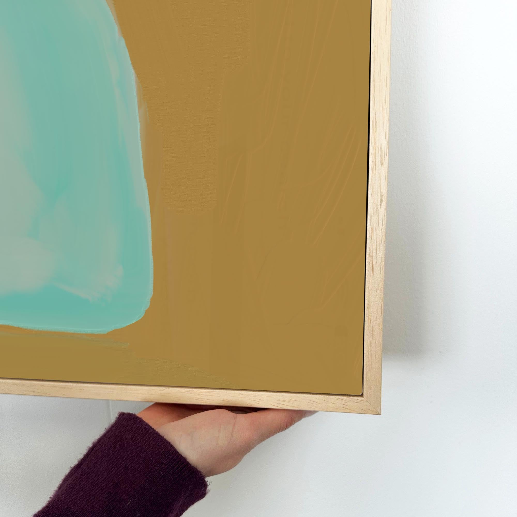 Abstract Mustard Framed Canvas Art