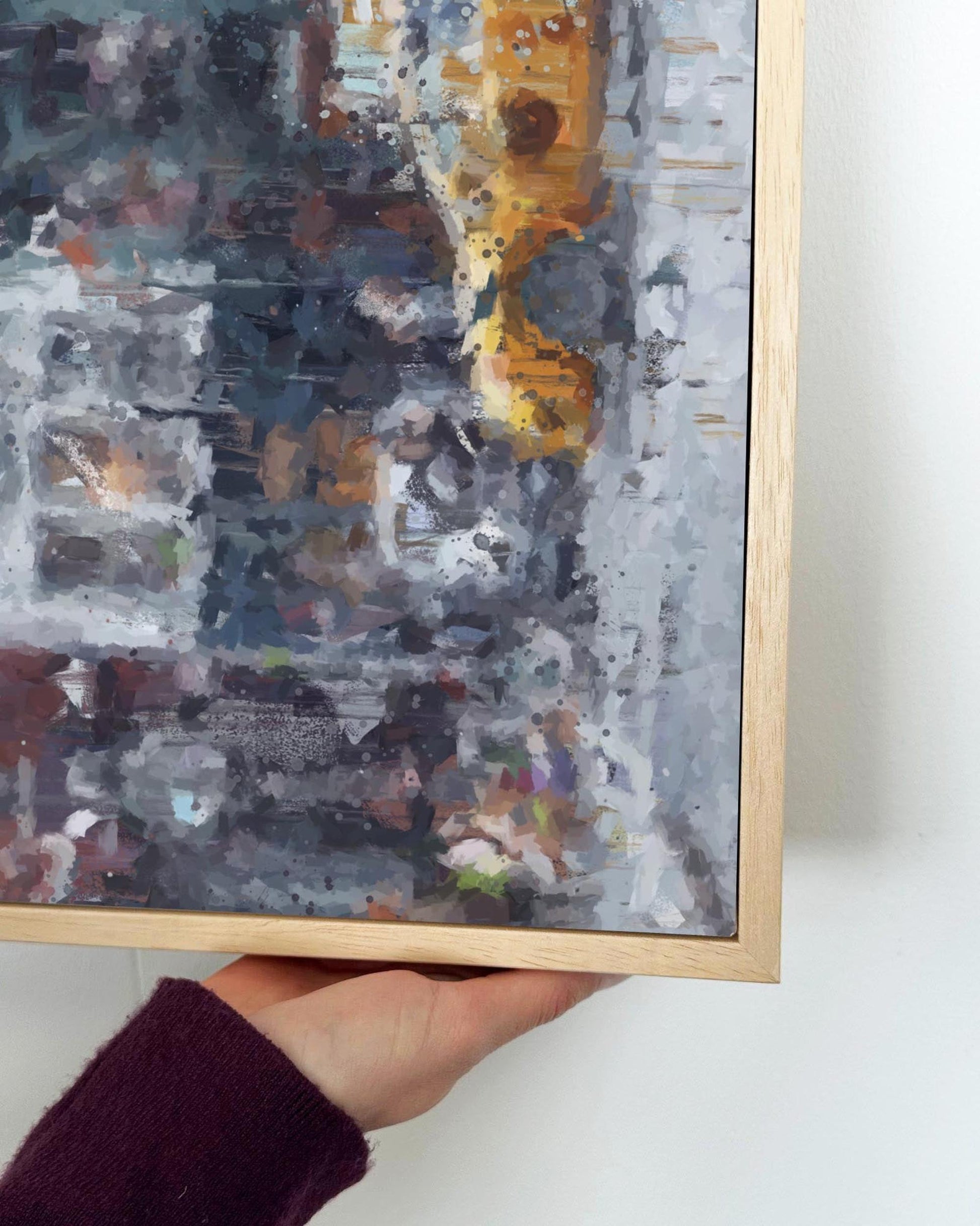 New York Taxi Impressionist Painting Framed Canvas-Abstract House