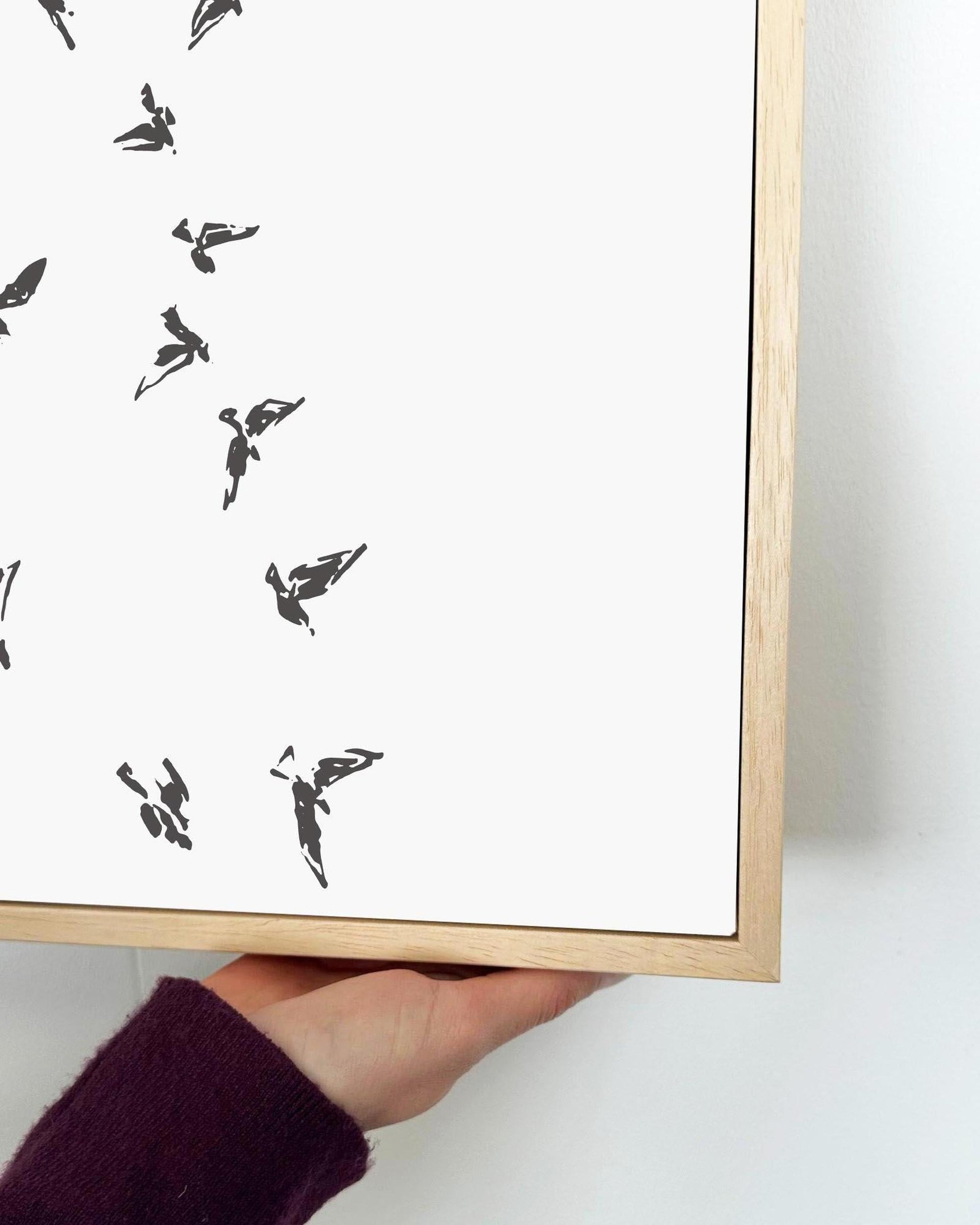 Grey Bird Sketches Framed Canvas-Abstract House