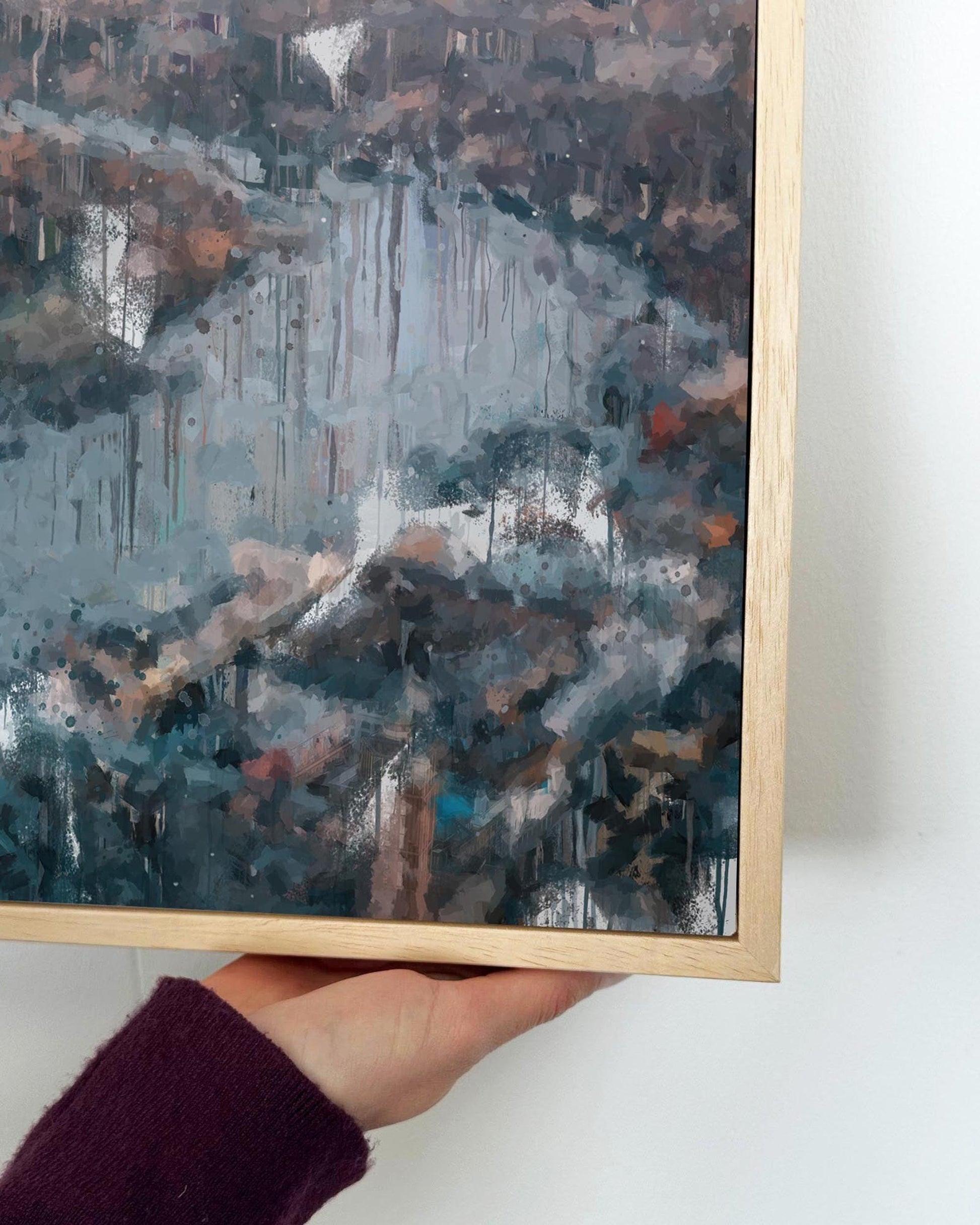 River Thames London Painting Framed Canvas-Abstract House