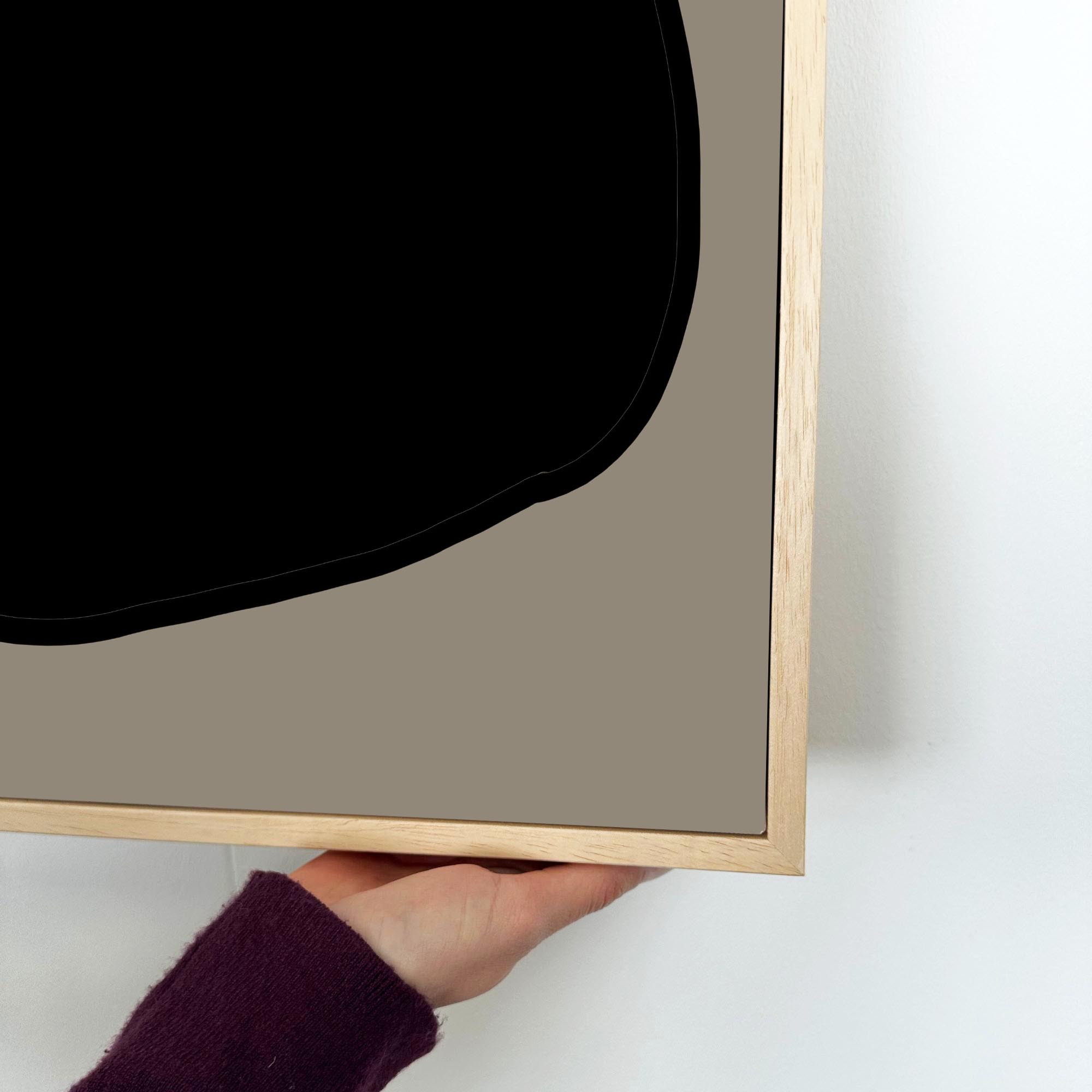 Black Neutral Shapes Framed Canvas