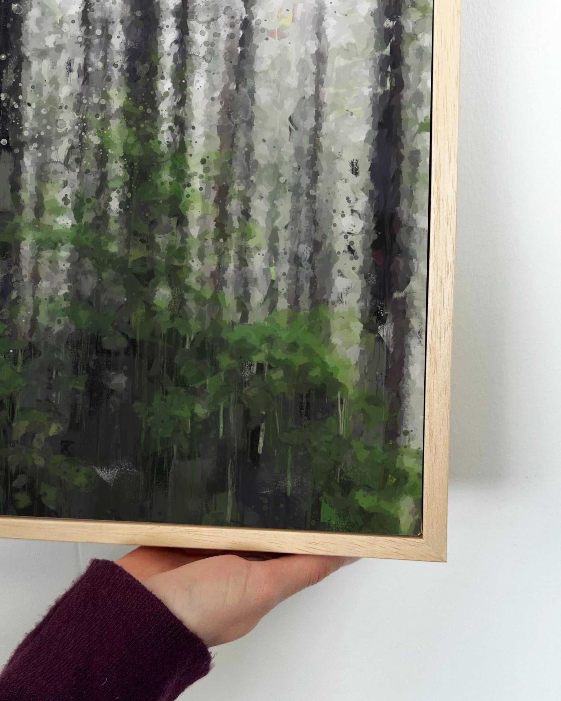 The Forest Trees Oil Painting Framed Canvas-Abstract House