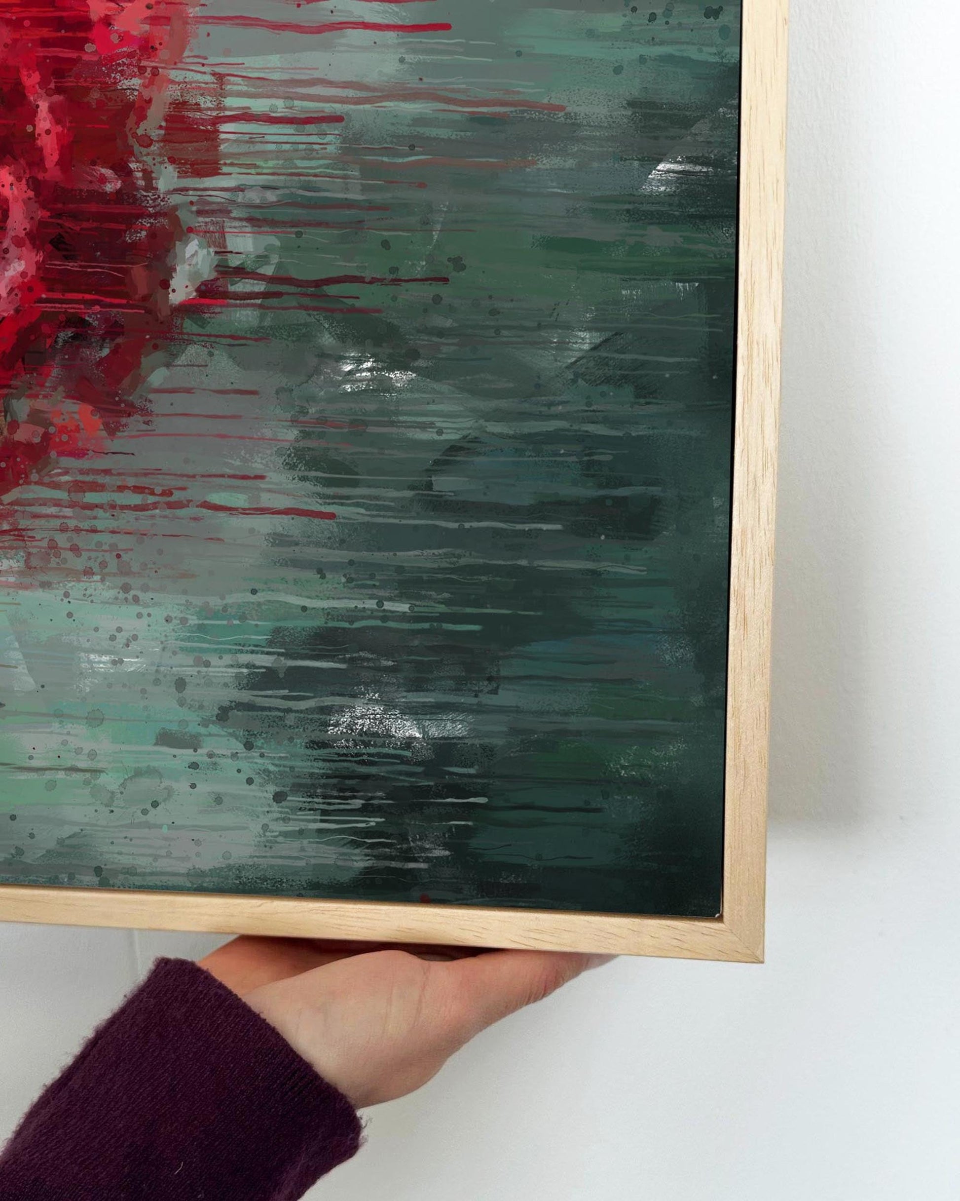 Red Rose Painting Framed Canvas-Abstract House