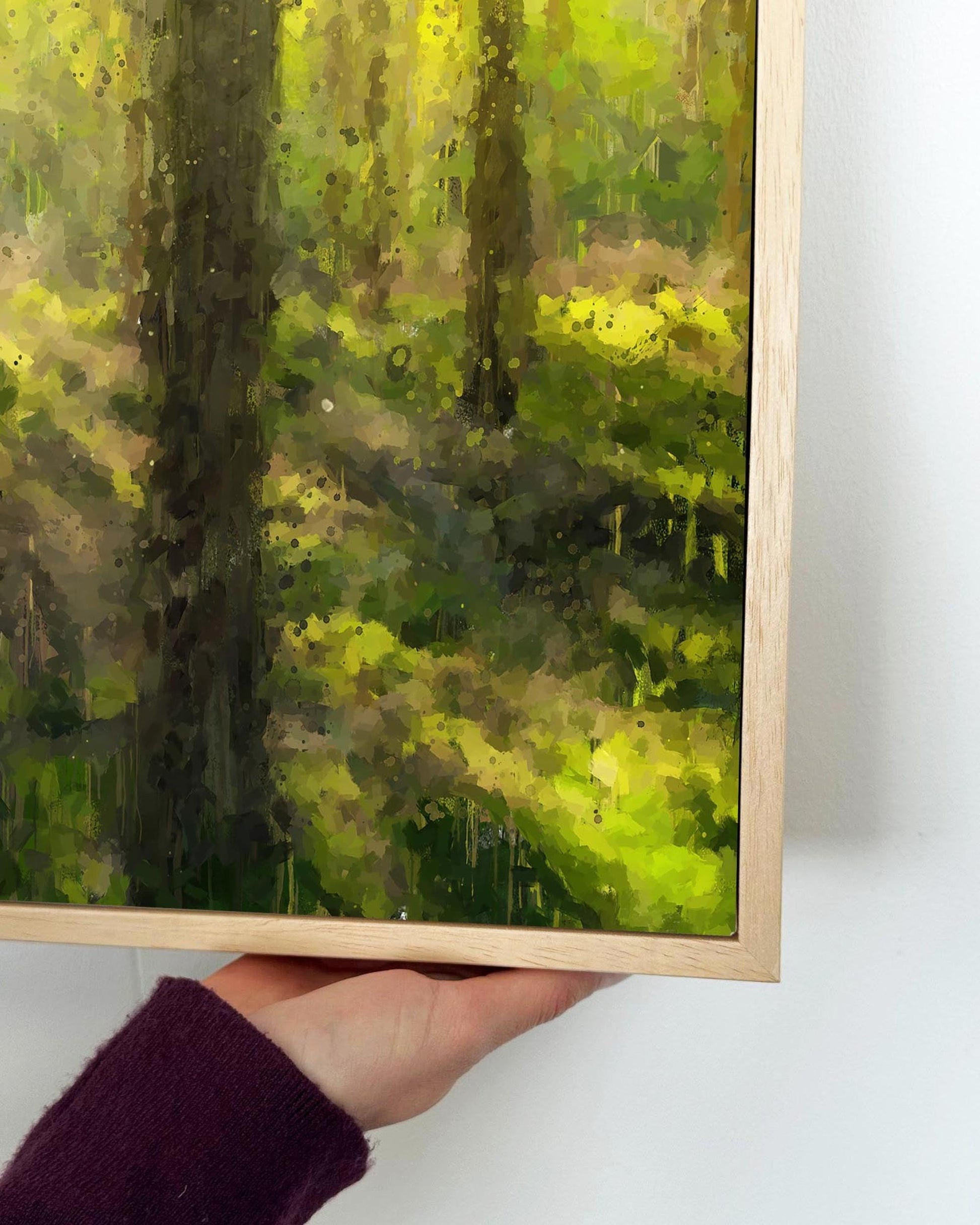 Sunrise Forest Landscape Painting Framed Canvas-Abstract House