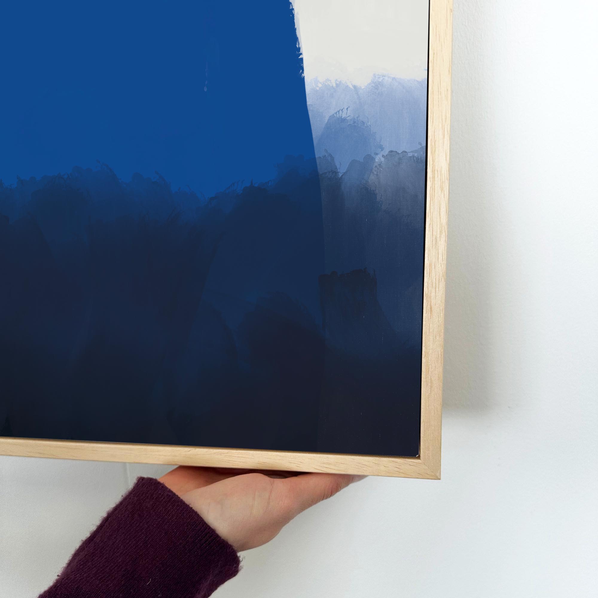 Blue Brush Strokes Framed Canvas