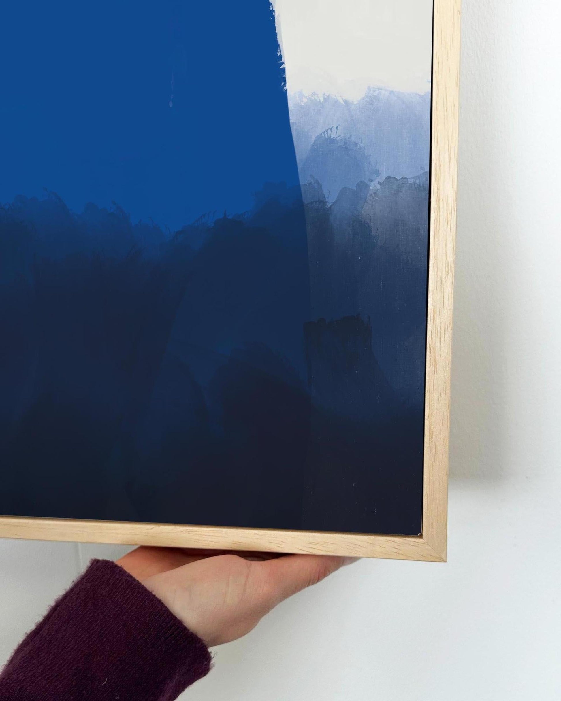 Blue Brush Strokes Framed Canvas-Abstract House