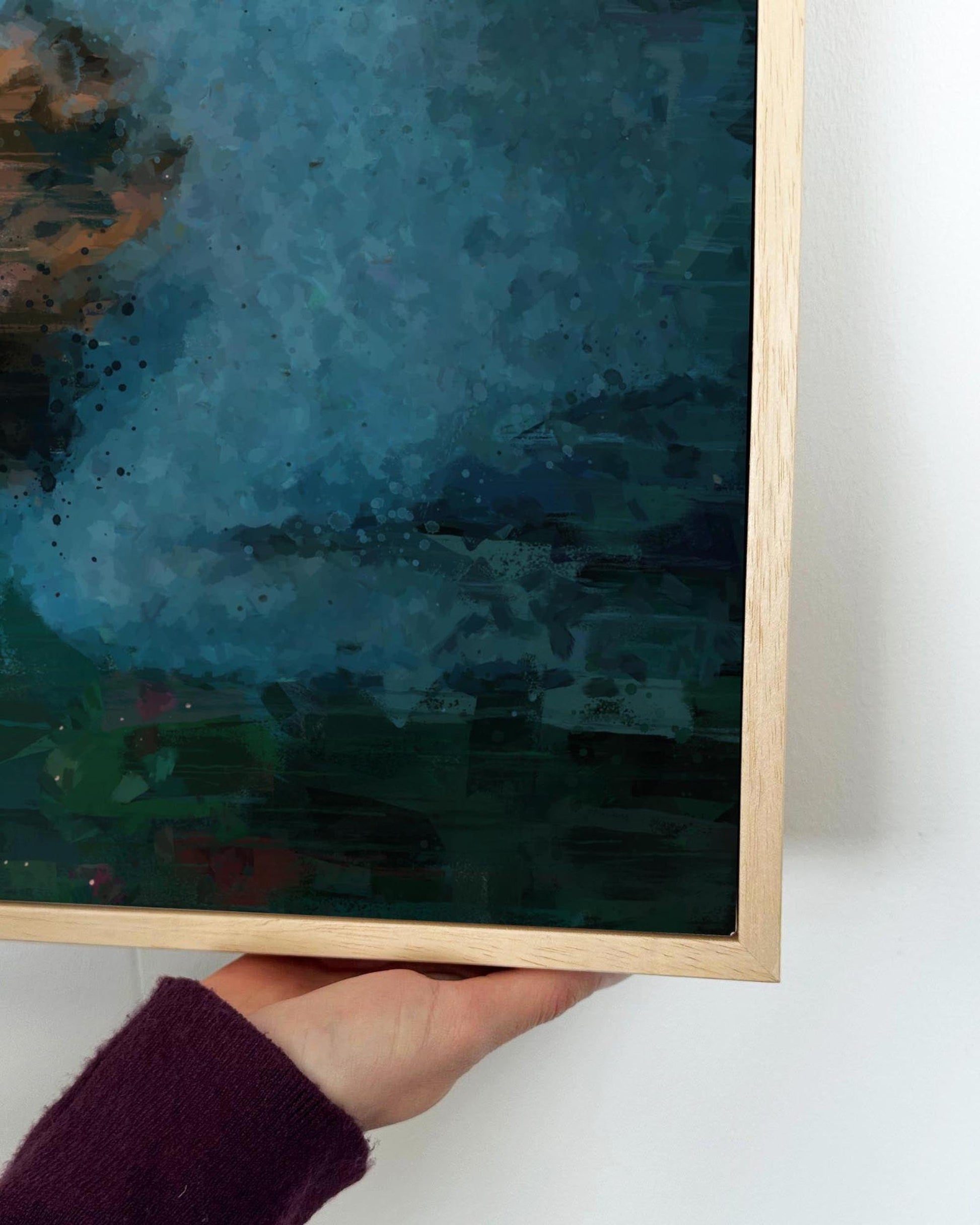 Woman Standing Portrait Painting Framed Canvas-Abstract House