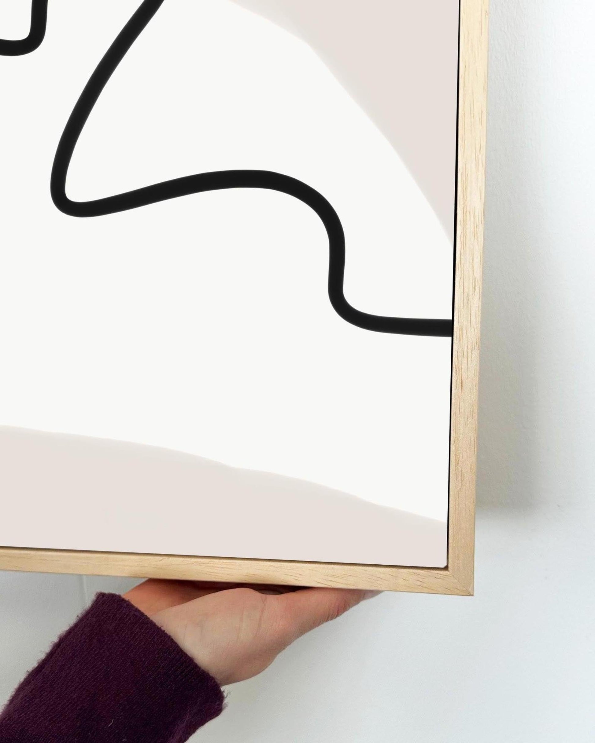 Abstract Face Line Framed Canvas-Abstract House