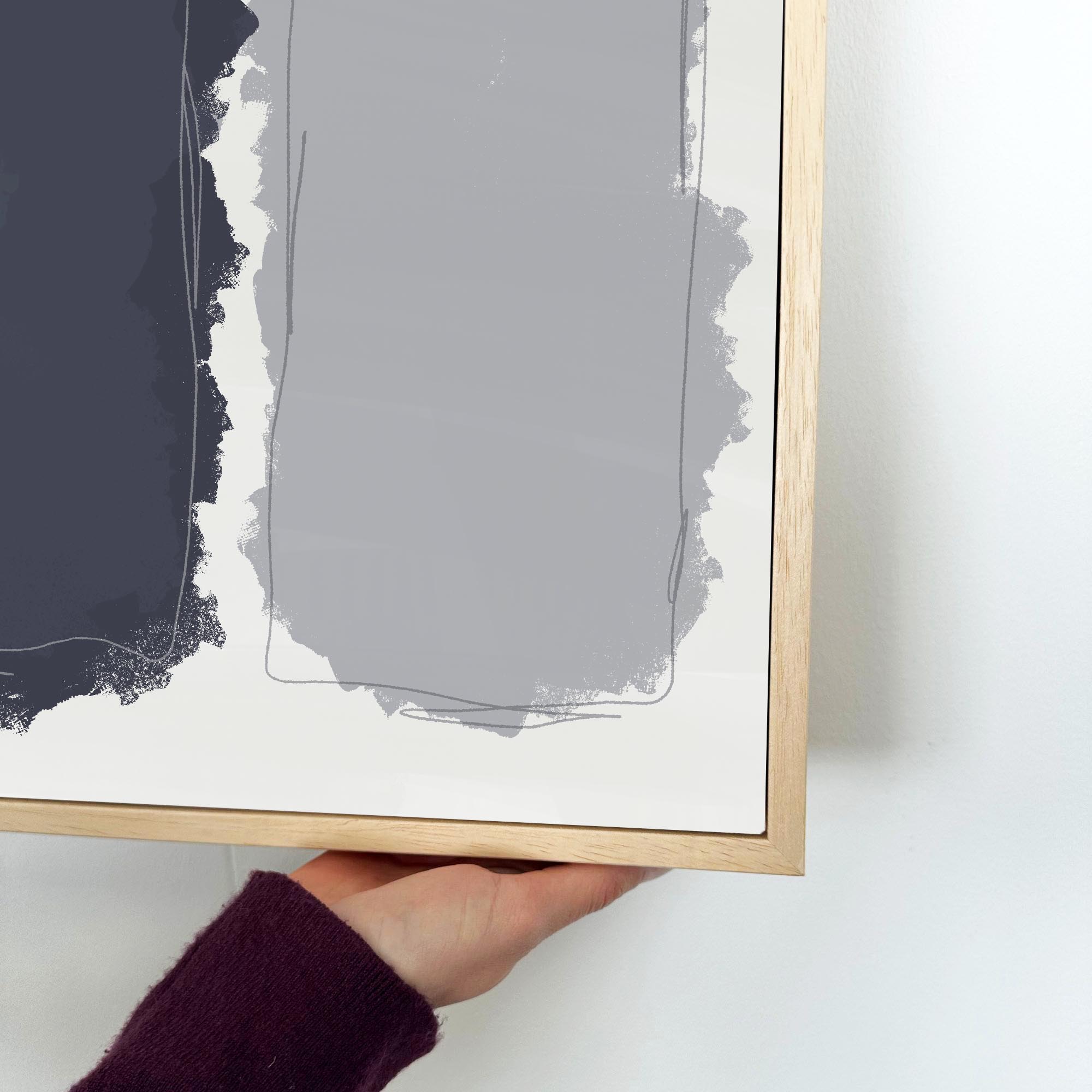 Grey Rothko Illustrations Framed Canvas