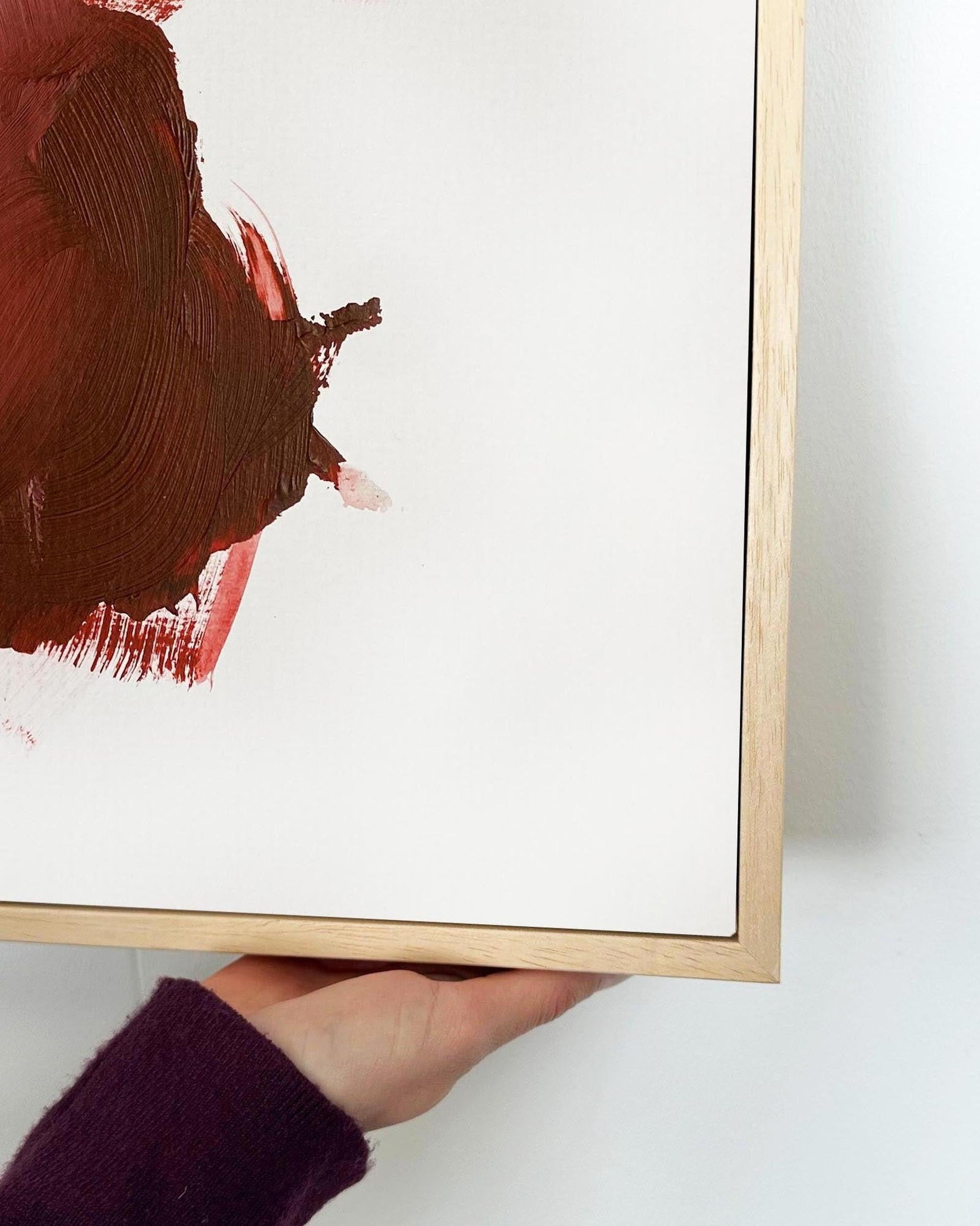 Red Abstract Strokes Framed Canvas-Abstract House