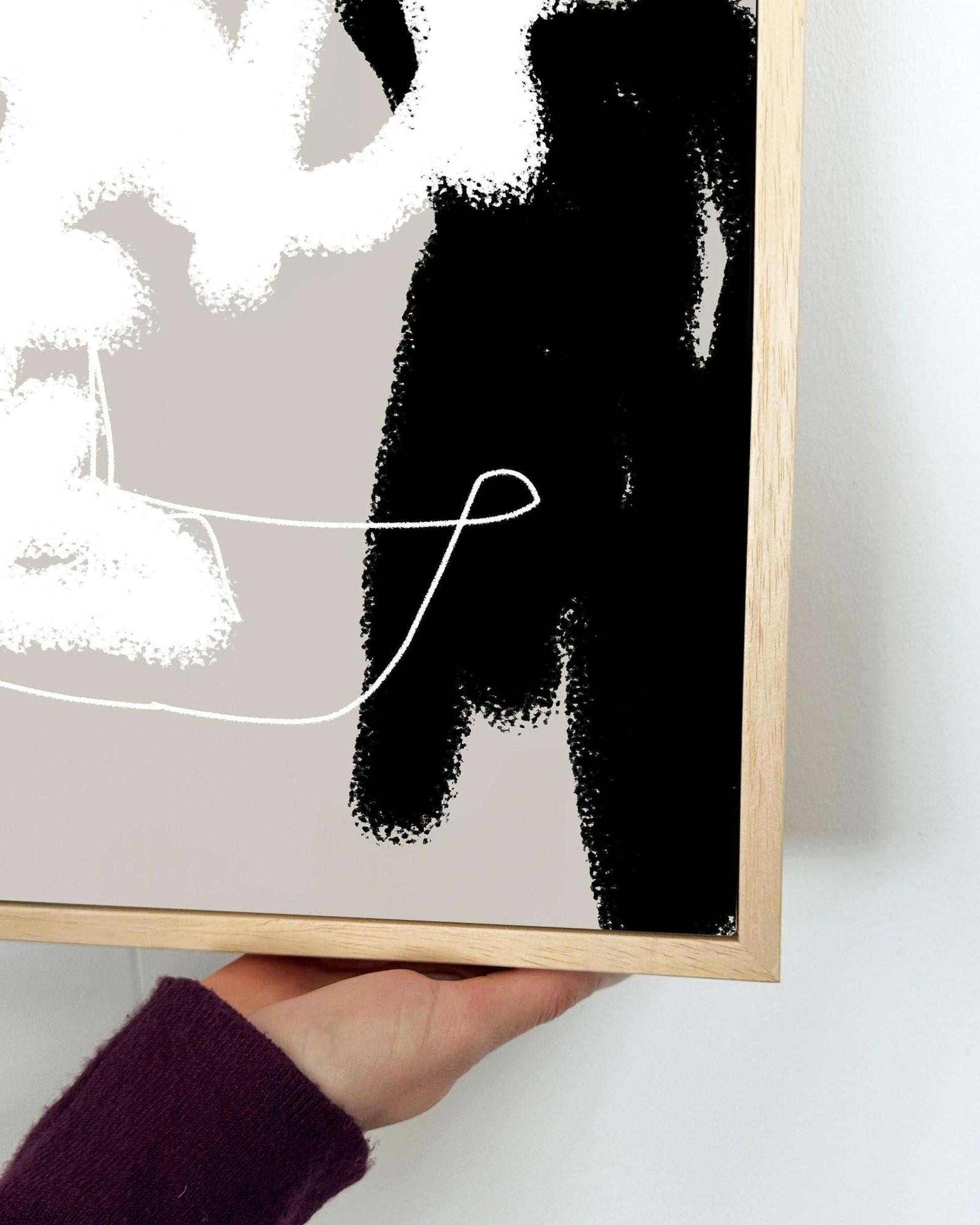 Abstract Lines On Beige Framed Canvas-Abstract House