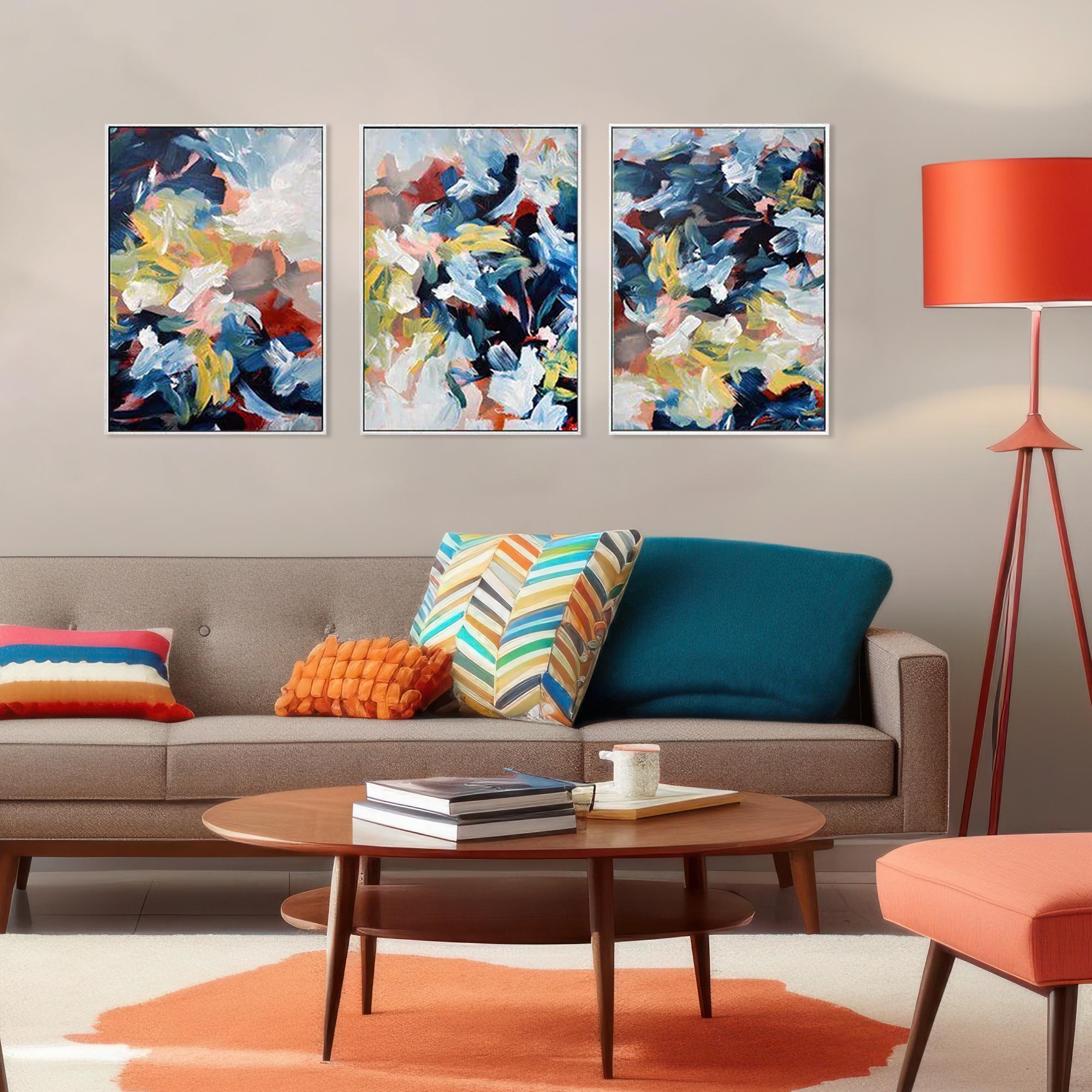 Cluster Of Colours Canvas Set Of 3-Abstract House