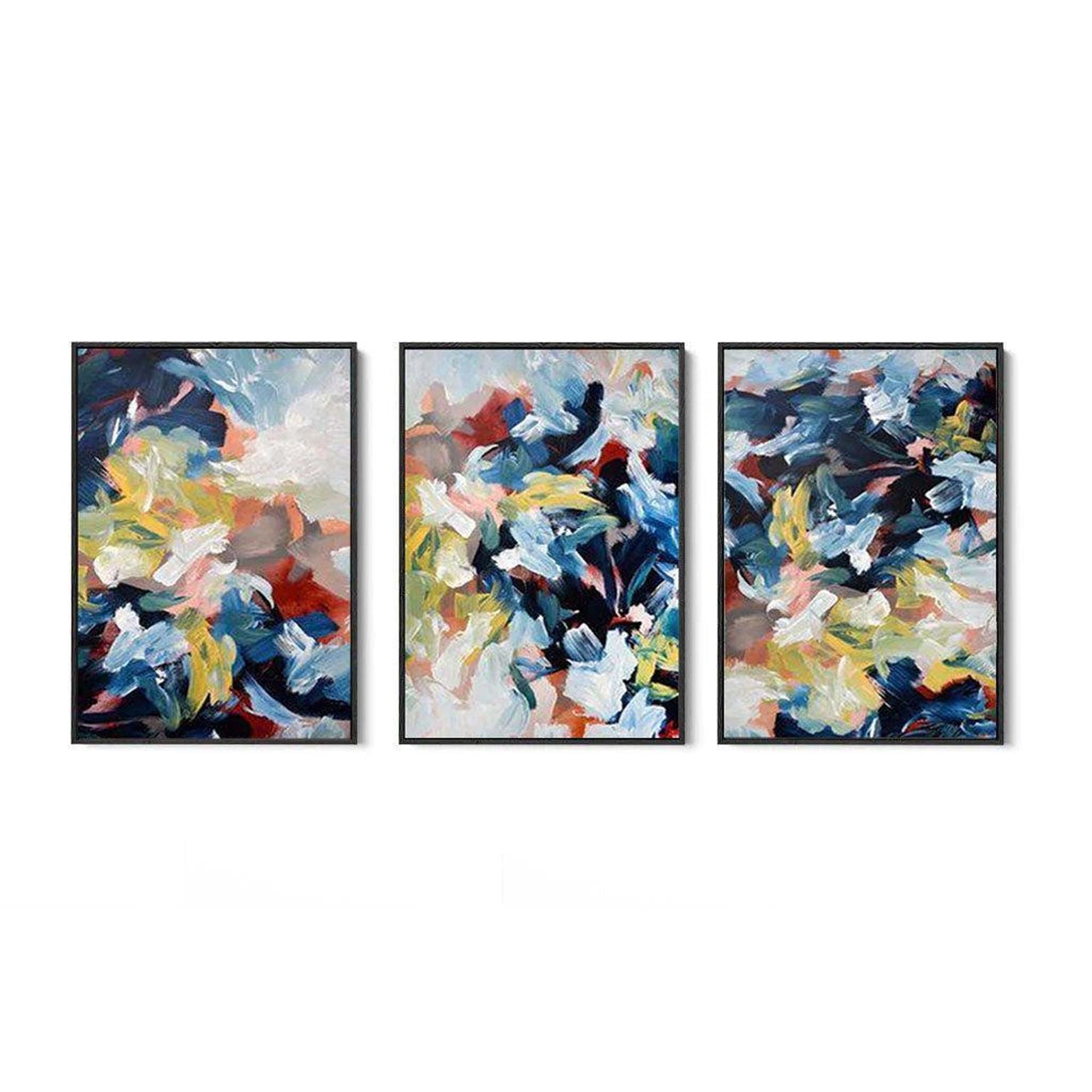 Cluster Of Colours Canvas Set Of 3-framed-Canvas Set Of 3-Abstract House
