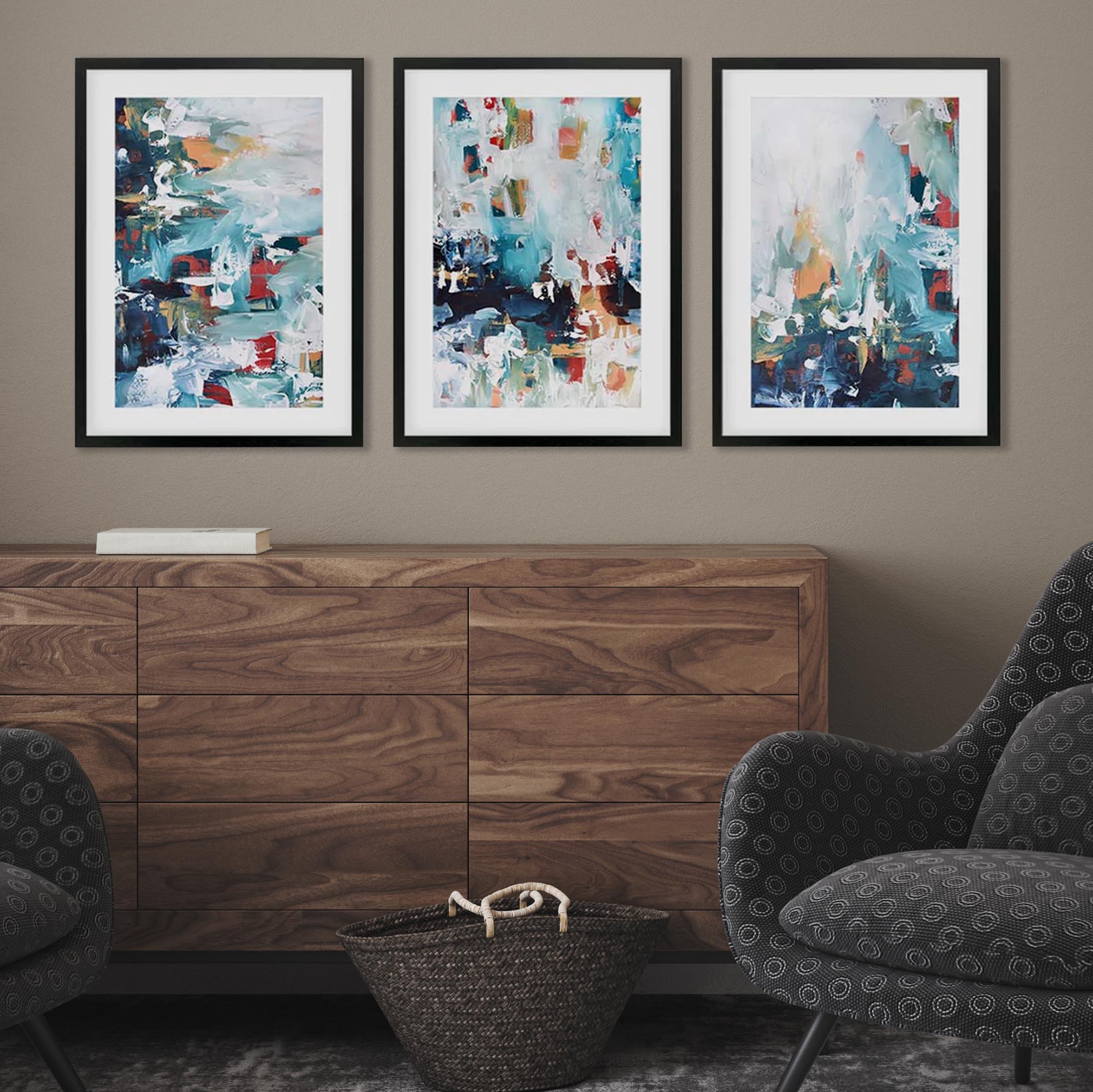 Colourful Landscape Print Set Of 3-Abstract House
