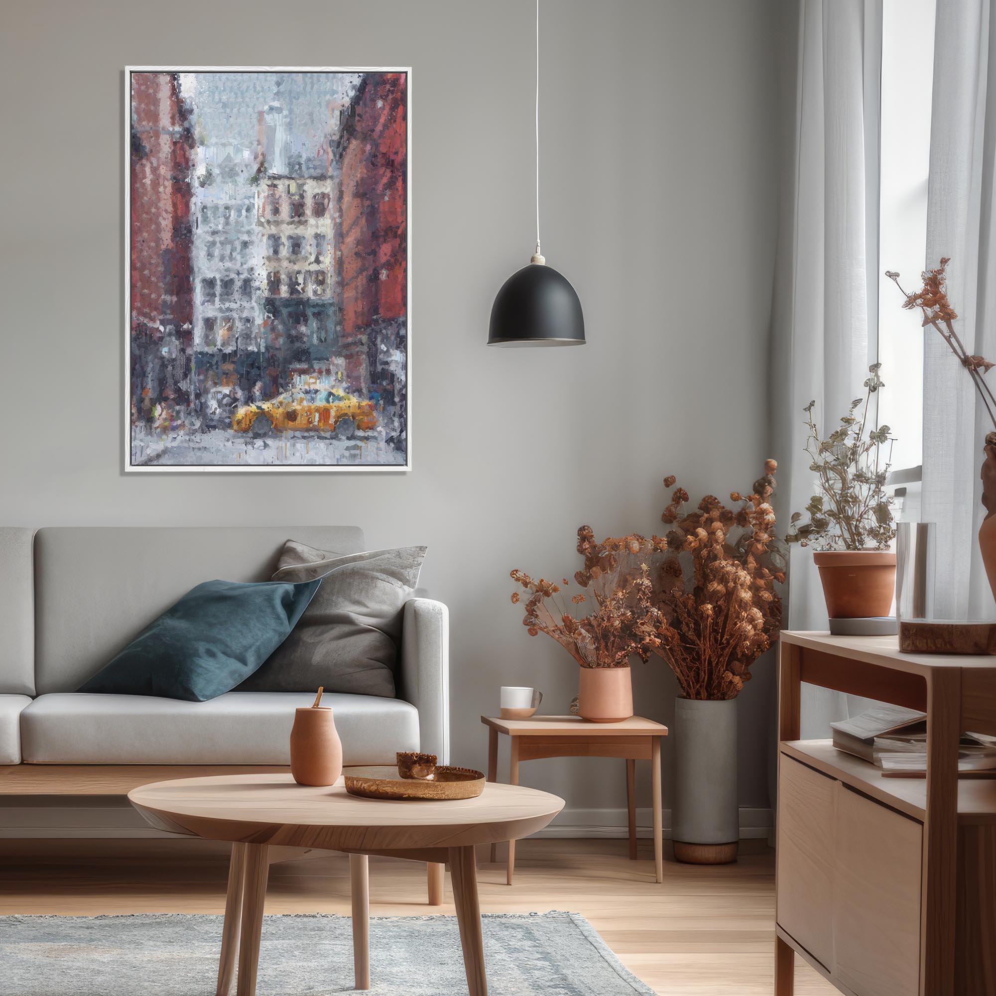 New York Taxi Impressionist Painting Canvas Print-Abstract House