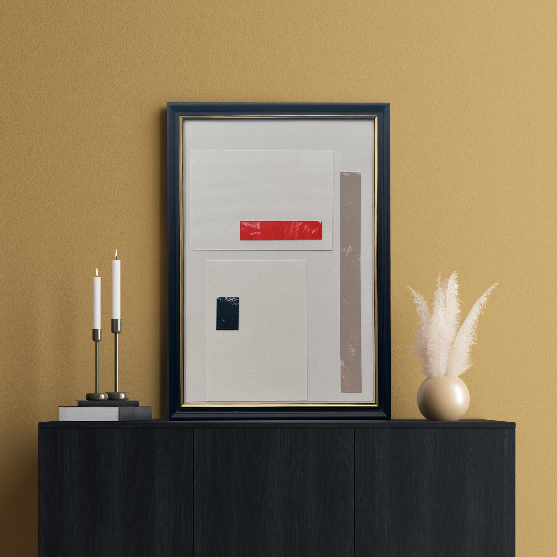 Composition In Red, Black And Taupe-Abstract House