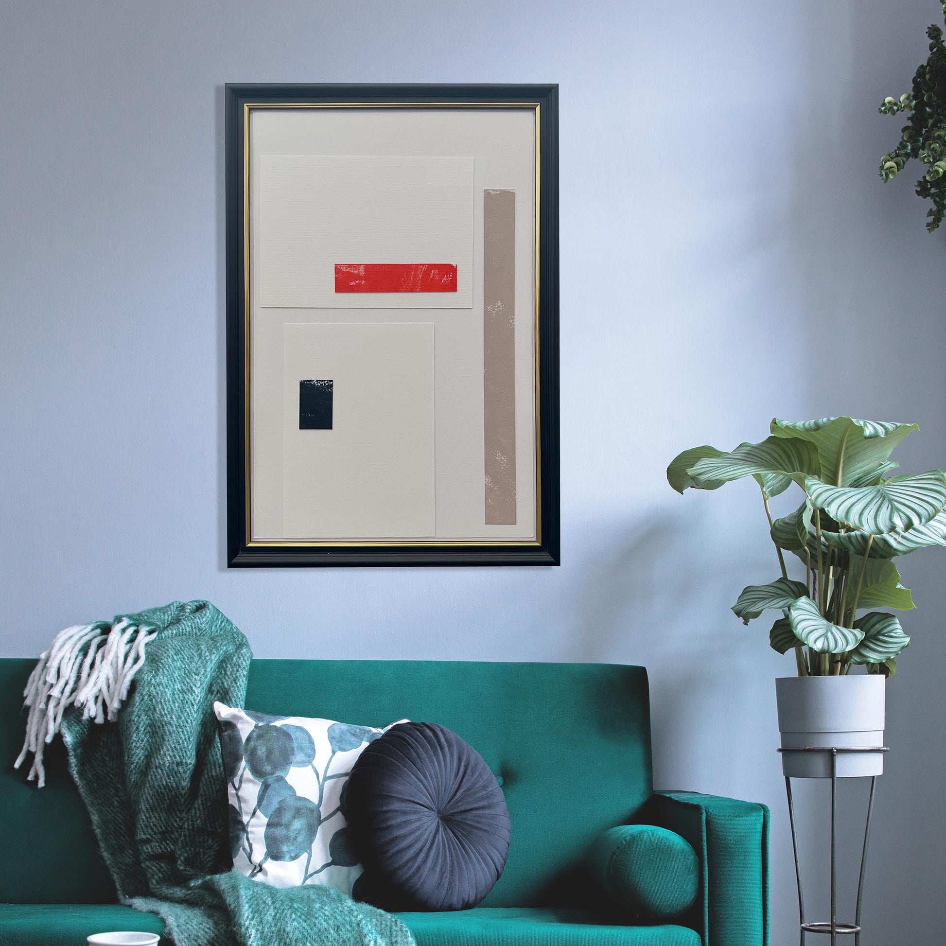 Composition In Red, Black And Taupe-Abstract House