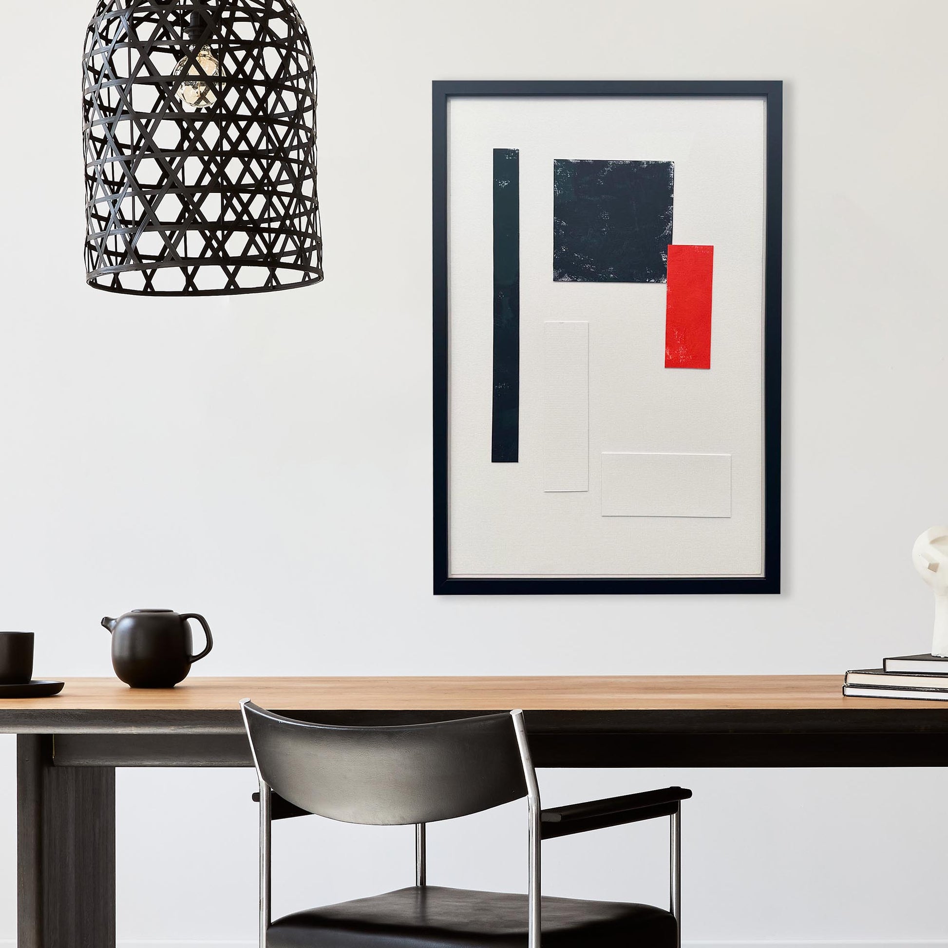 Composition In Red, Black And White-Abstract House