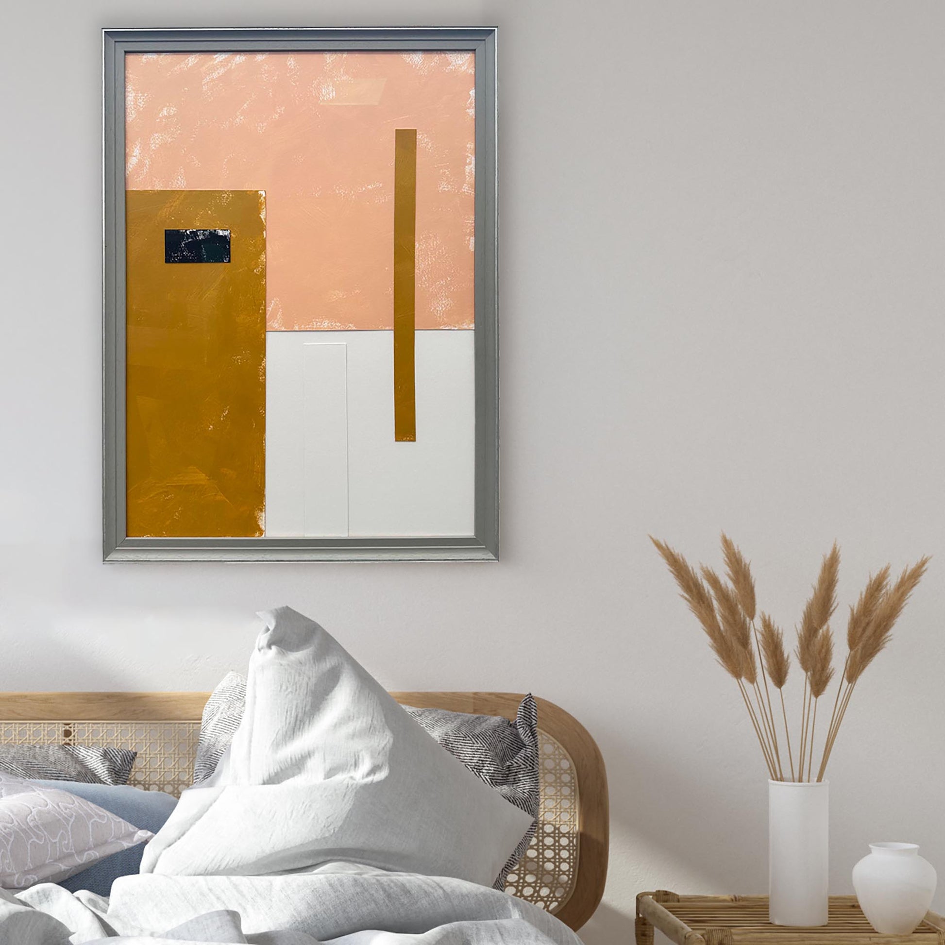 Composition In Peach, Gold And Black-Abstract House