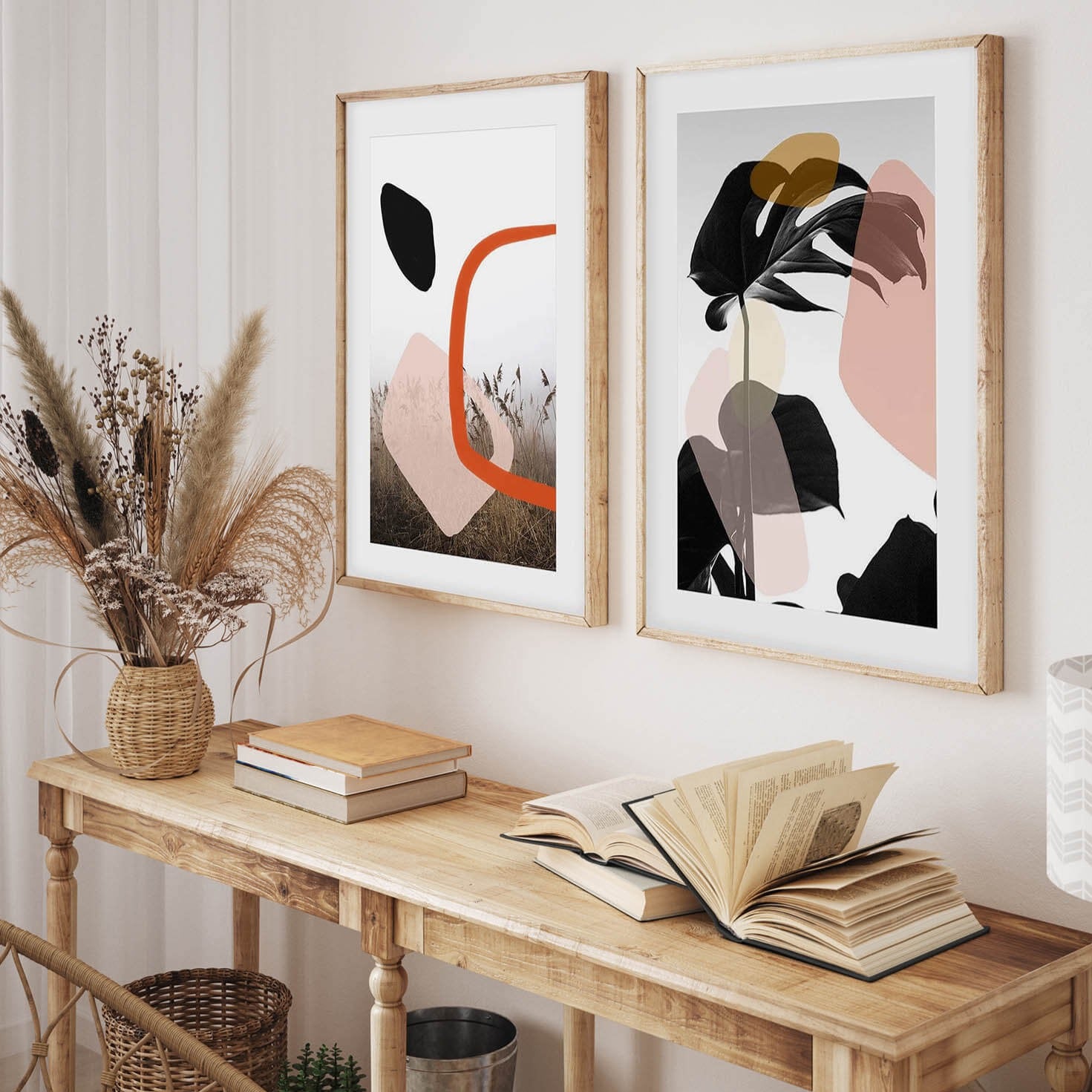 Contemporary Botanical Framed Fine Art Set-Abstract House