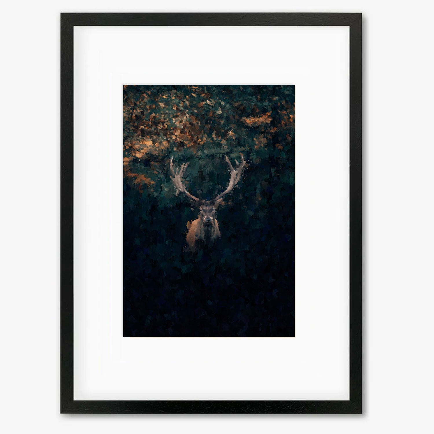 Red Deer Stag In Winter Framed Print-Abstract House