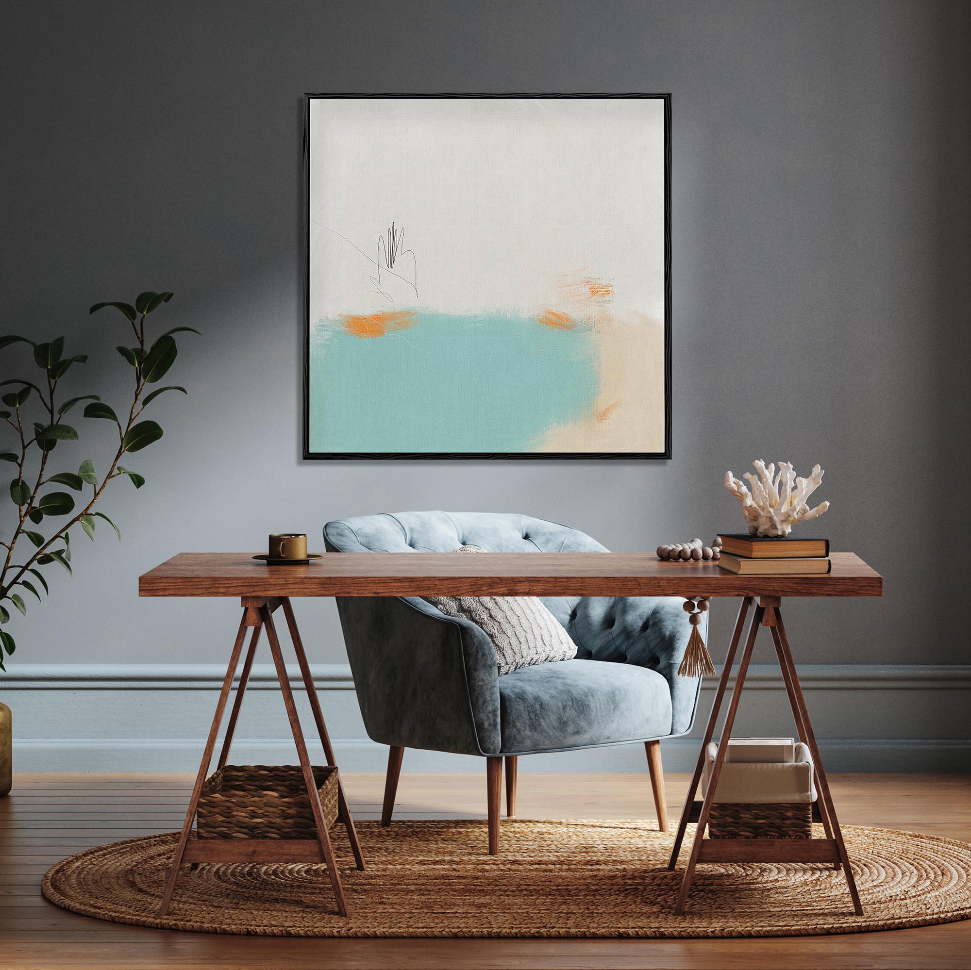 Abstract Harbour Framed Canvas-Abstract House