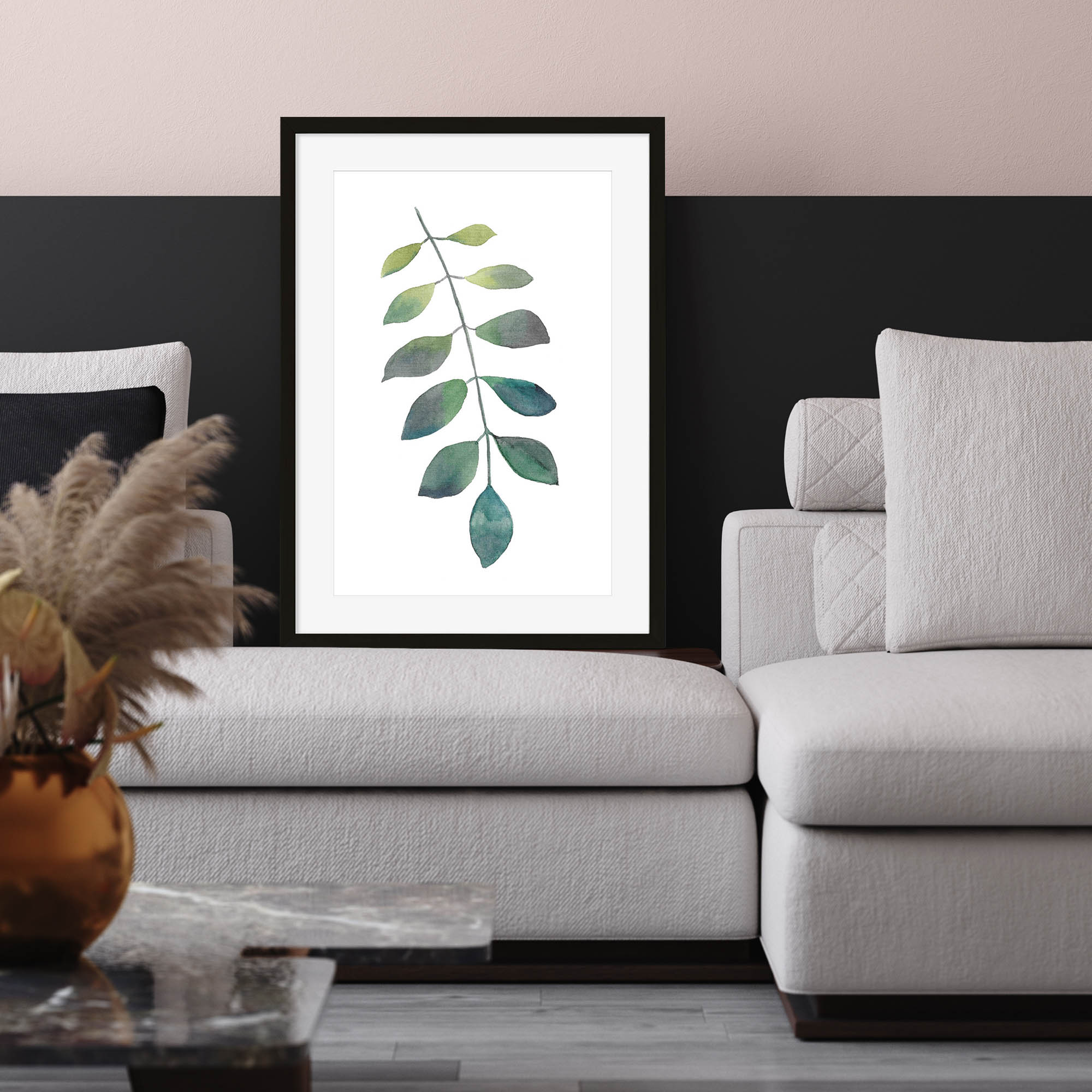 Dog Leaf Watercolour Art Print-Abstract House