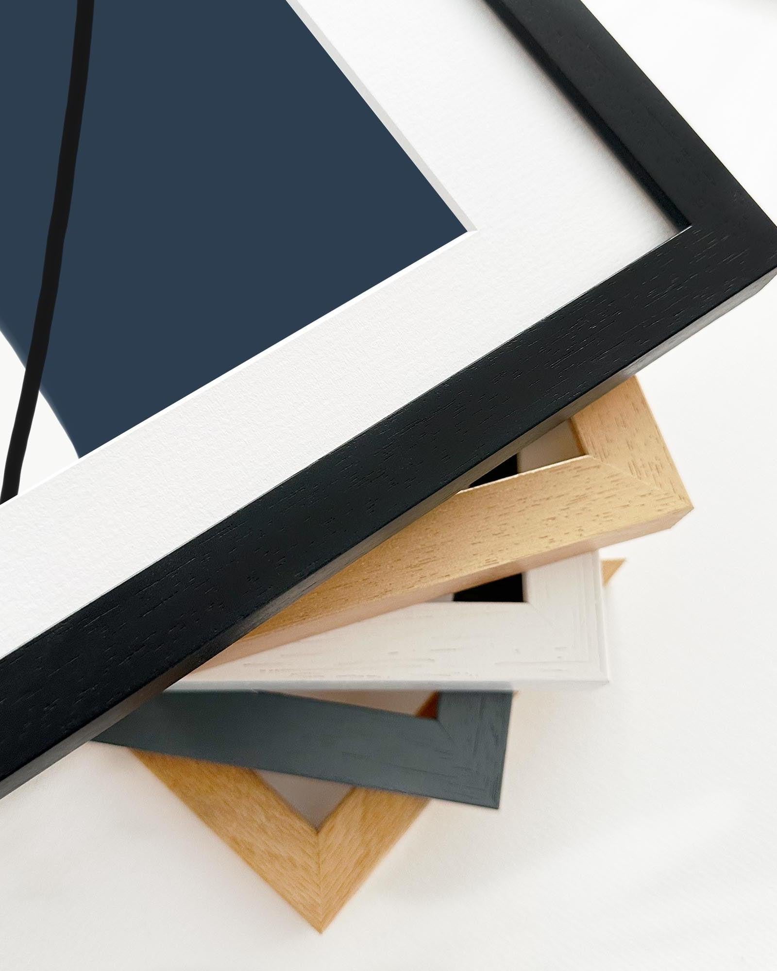 Navy Blues Line Framed Art-Abstract House