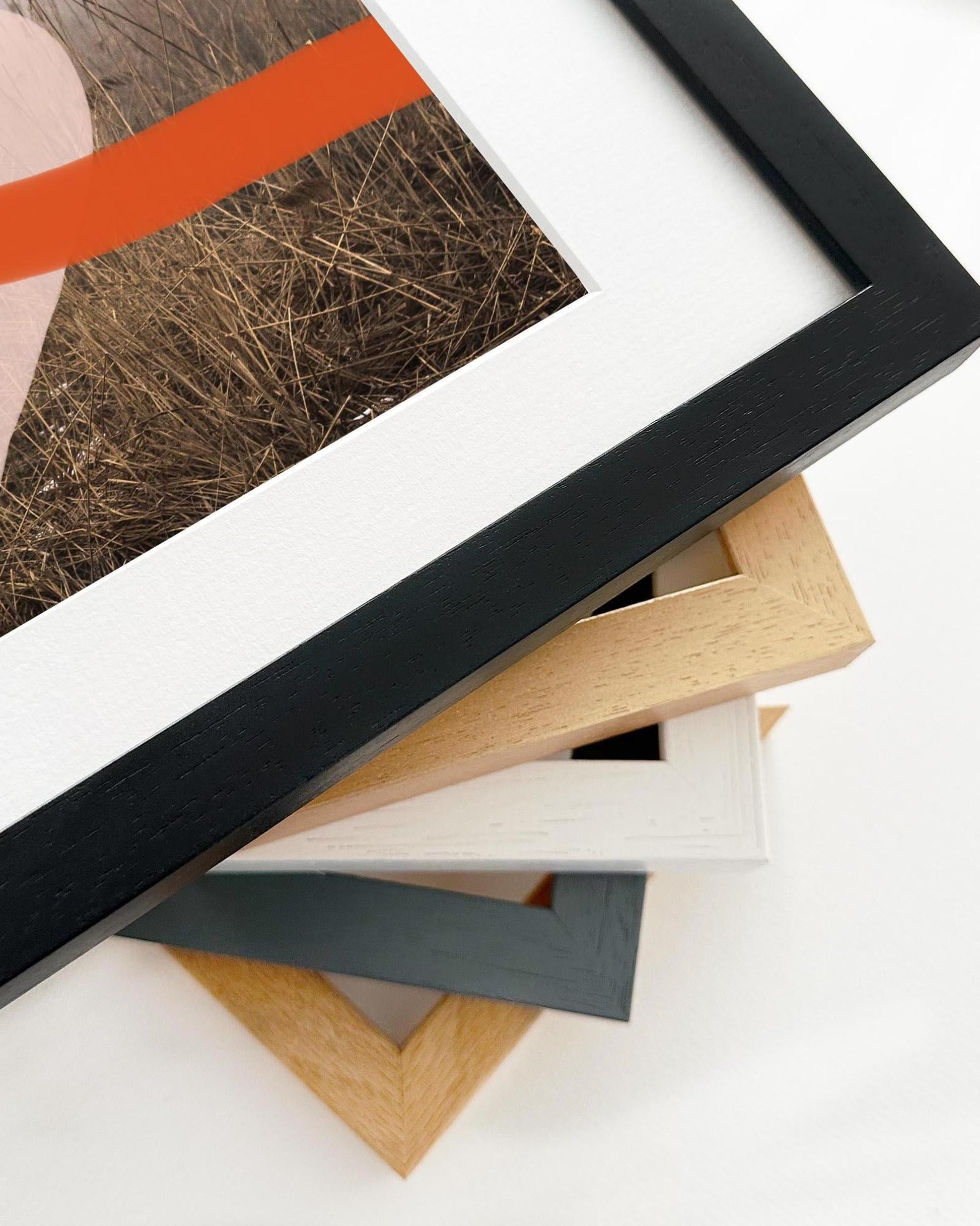 Collection of various photo frames on a white background