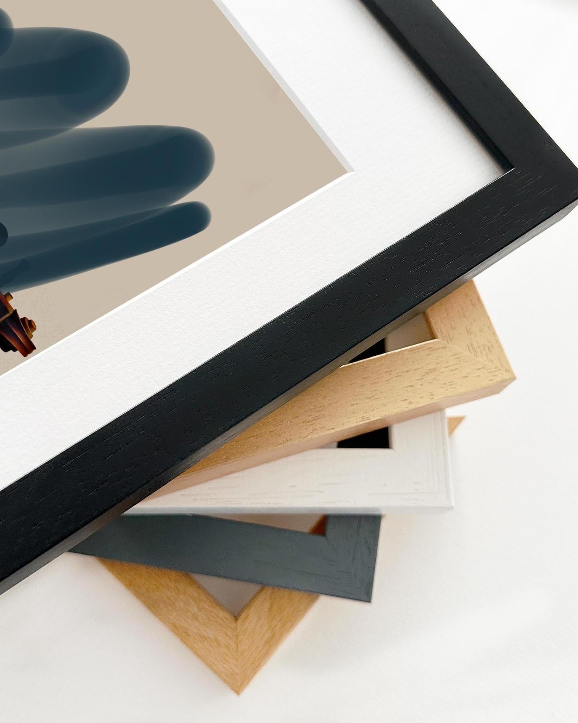 Collection of various photo frames on a white background