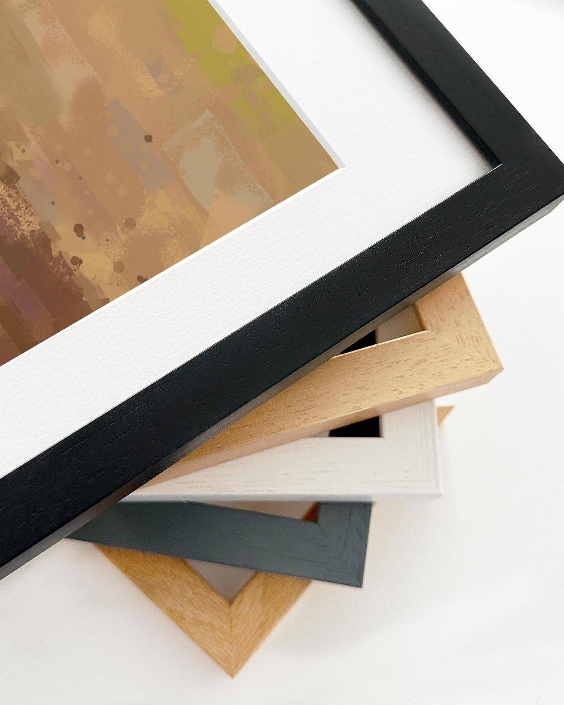 Collection of various picture frames on a white background