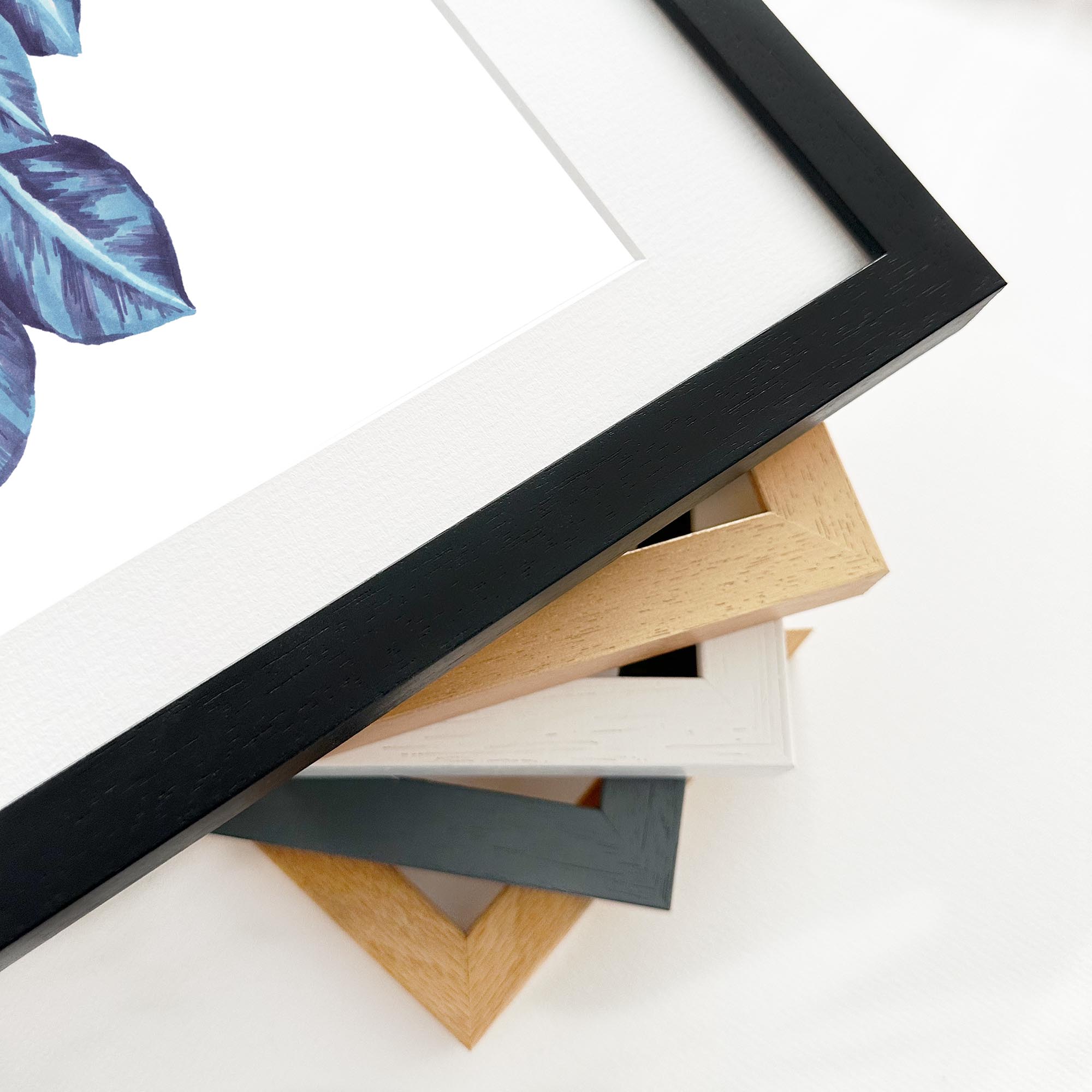 Blue Botanical Leaves Framed Art-Abstract House