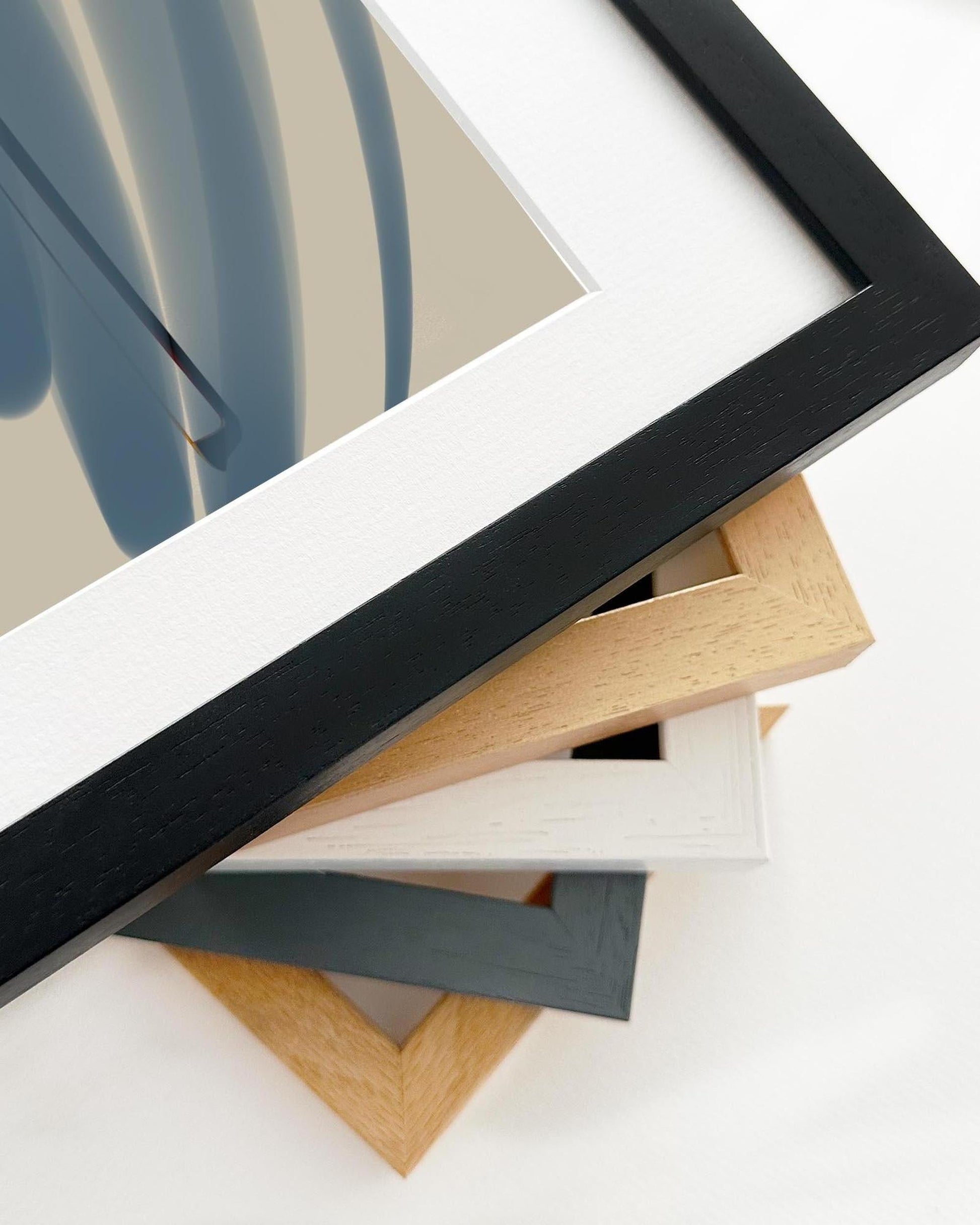 Collection of various photo frames with different colors and designs on a white background