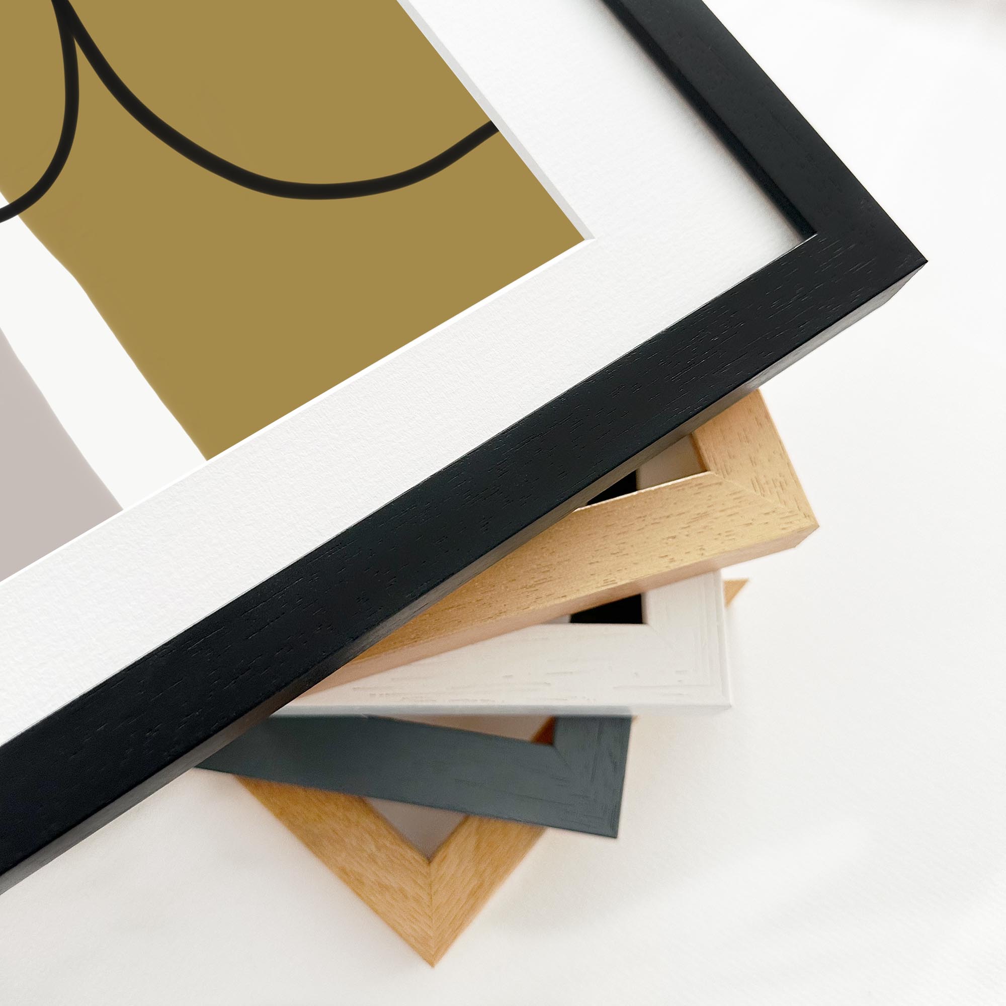 Grey And Mustard Abstract Framed Art