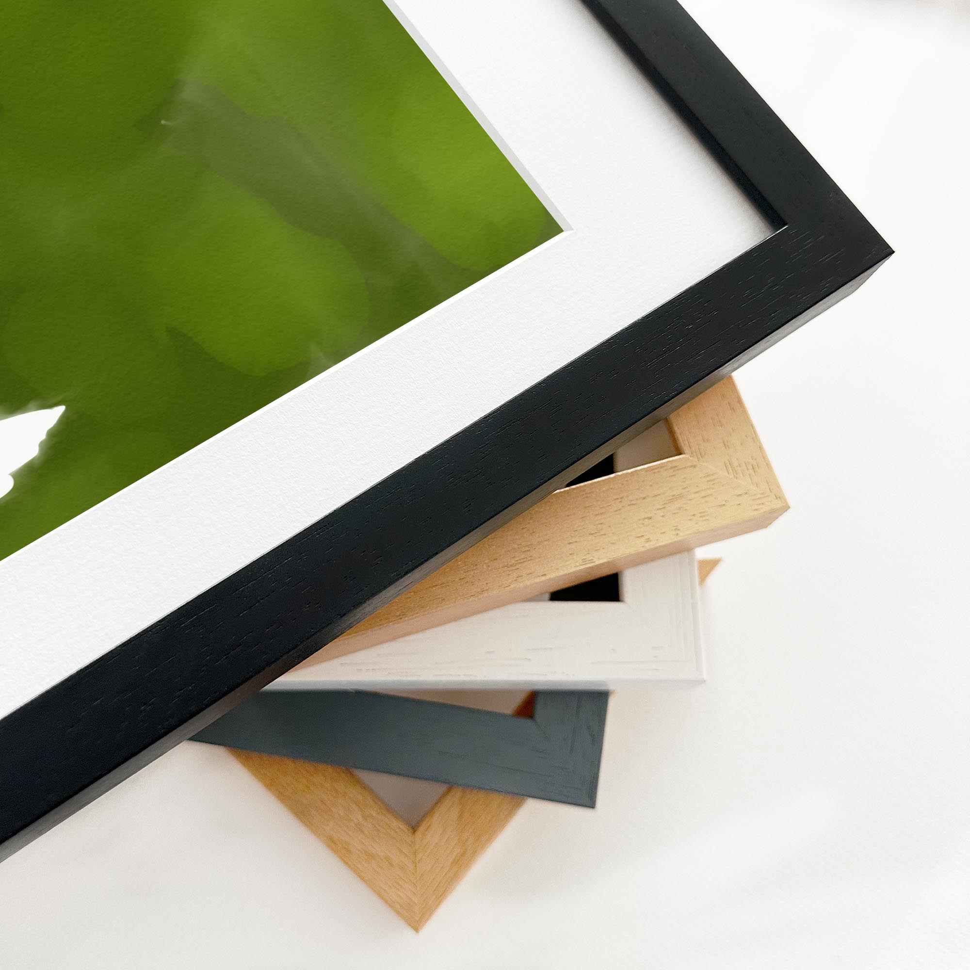 Green Illustrated Leaf Framed Art-Abstract House