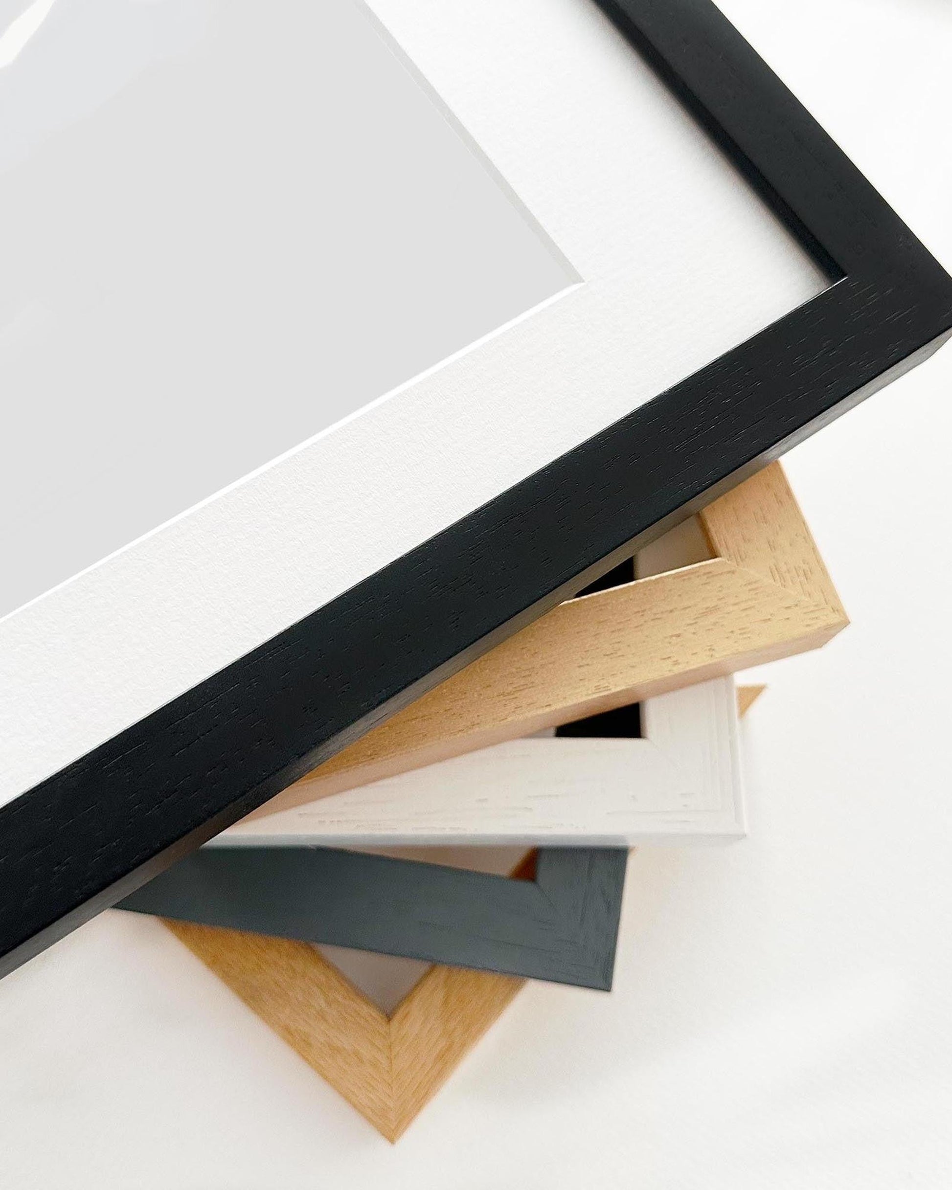 Collection of various photo frames on a white background