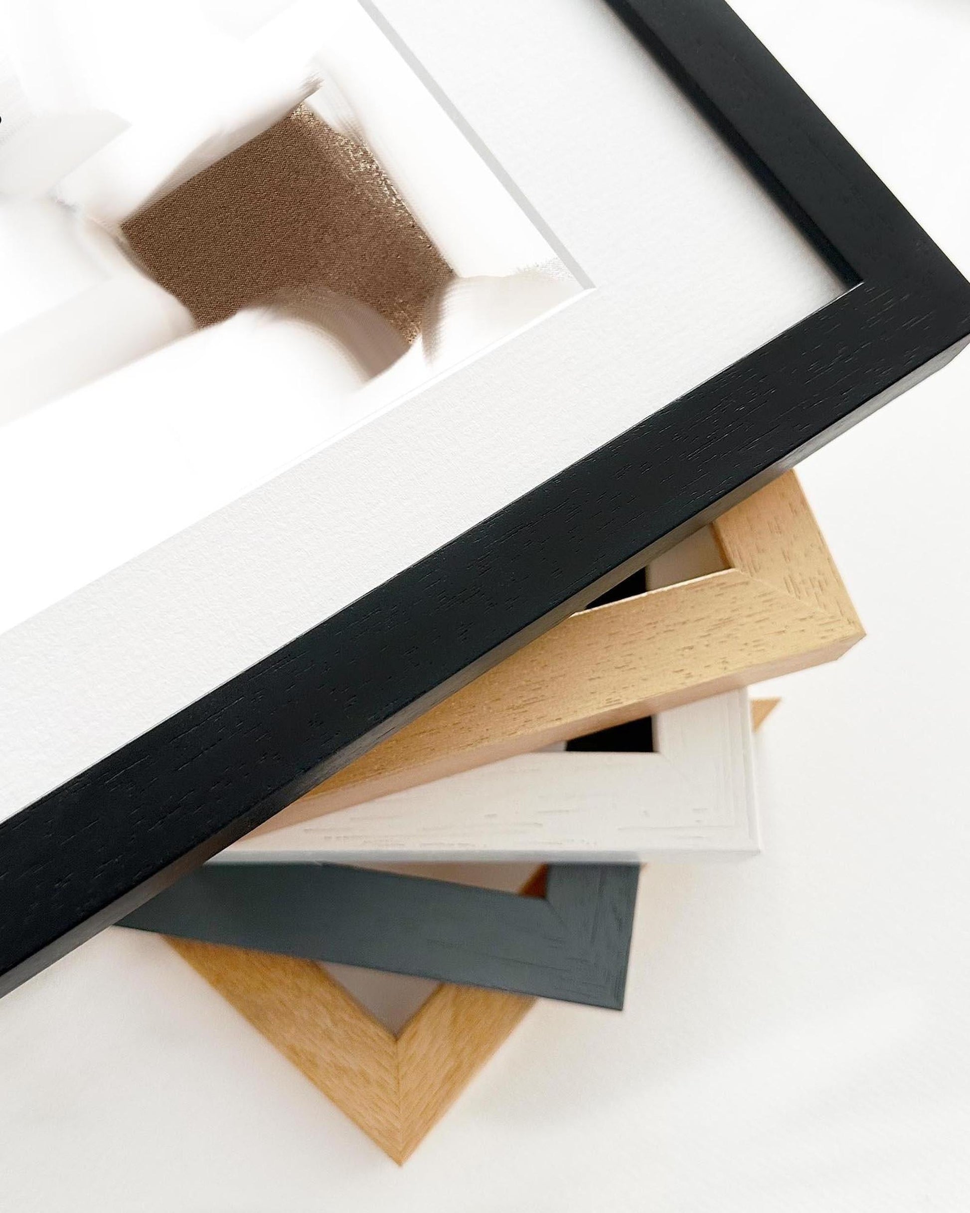 Collection of various photo frames on a white background