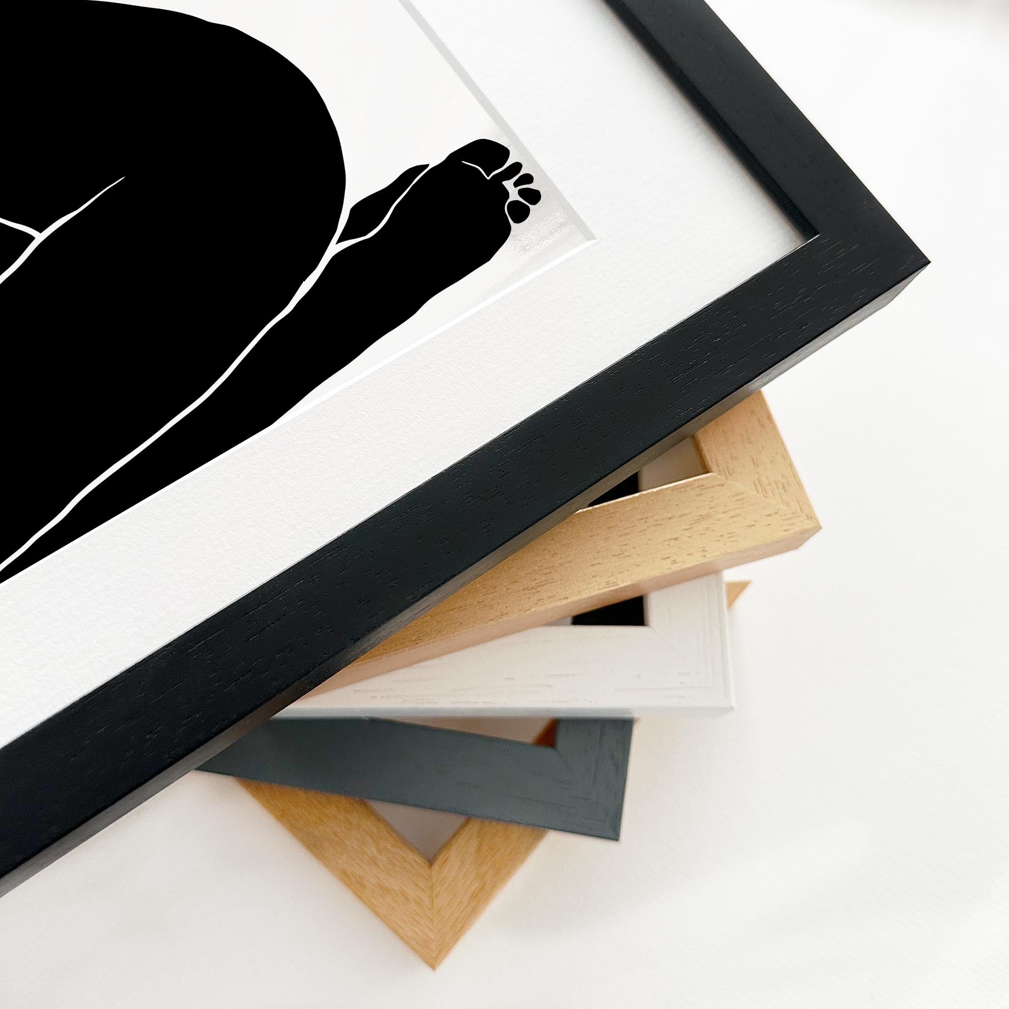 Kneeling Figure Line Framed Art-Abstract House