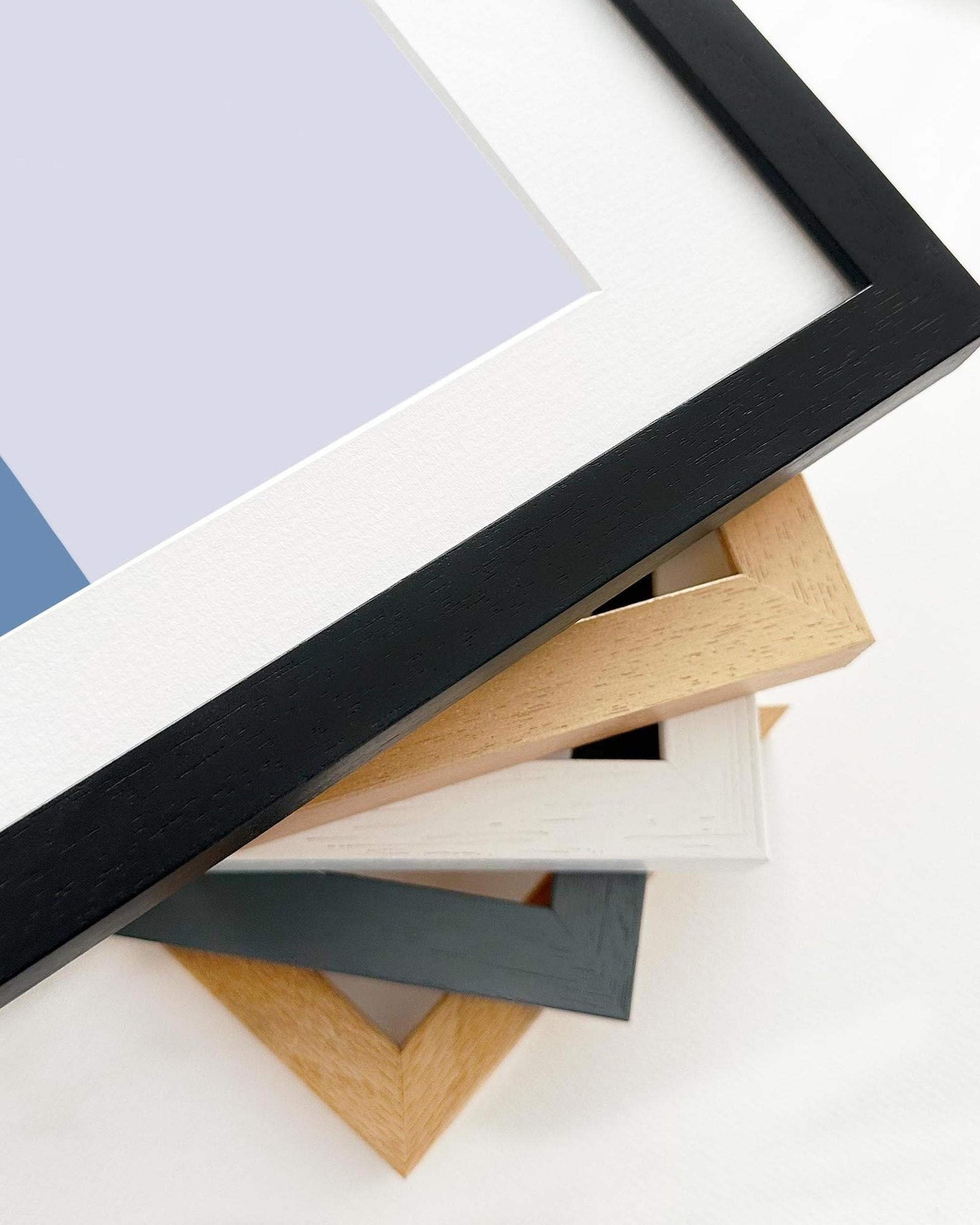 Collection of various photo frames on a white background