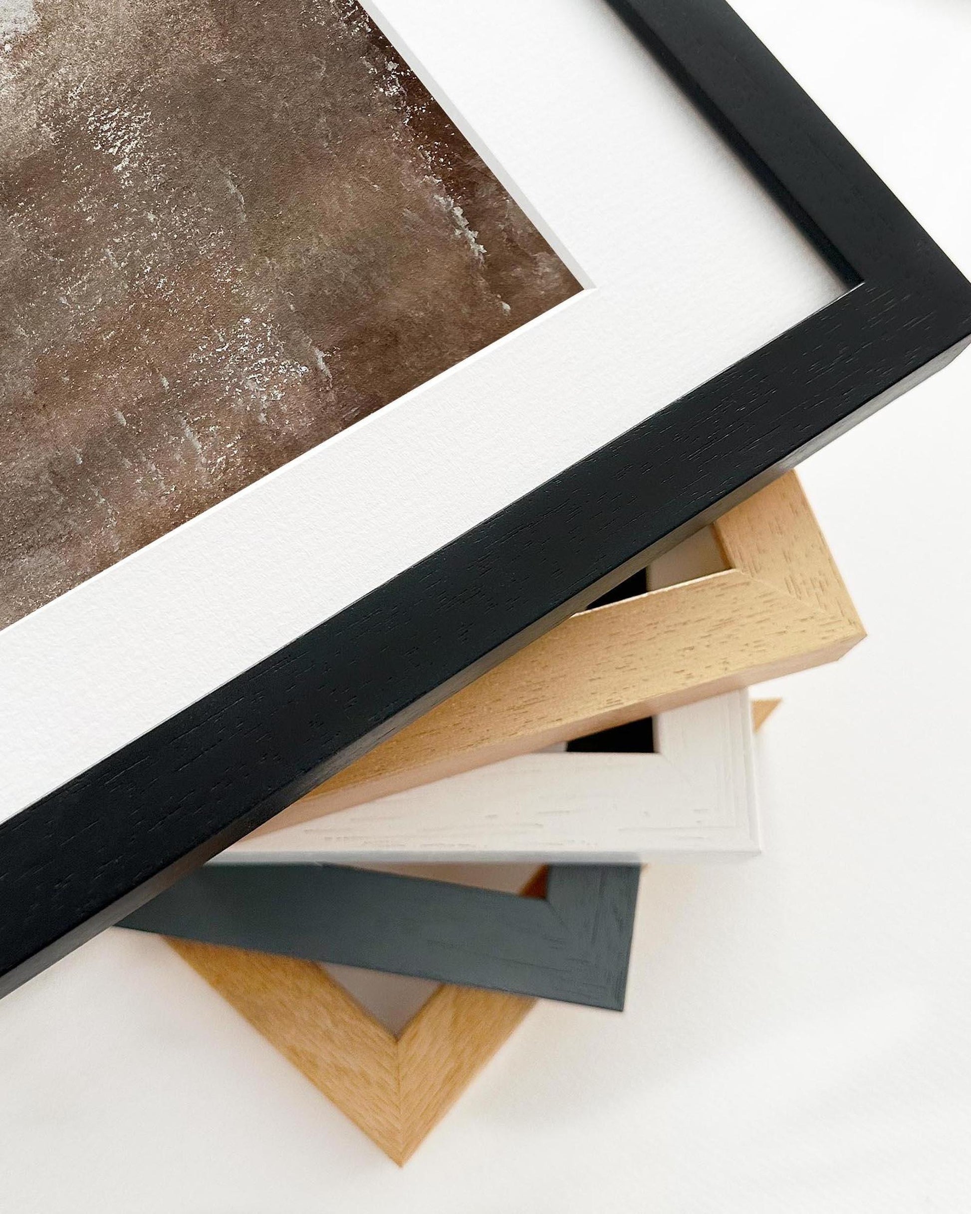 Collection of various photo frames on a white background